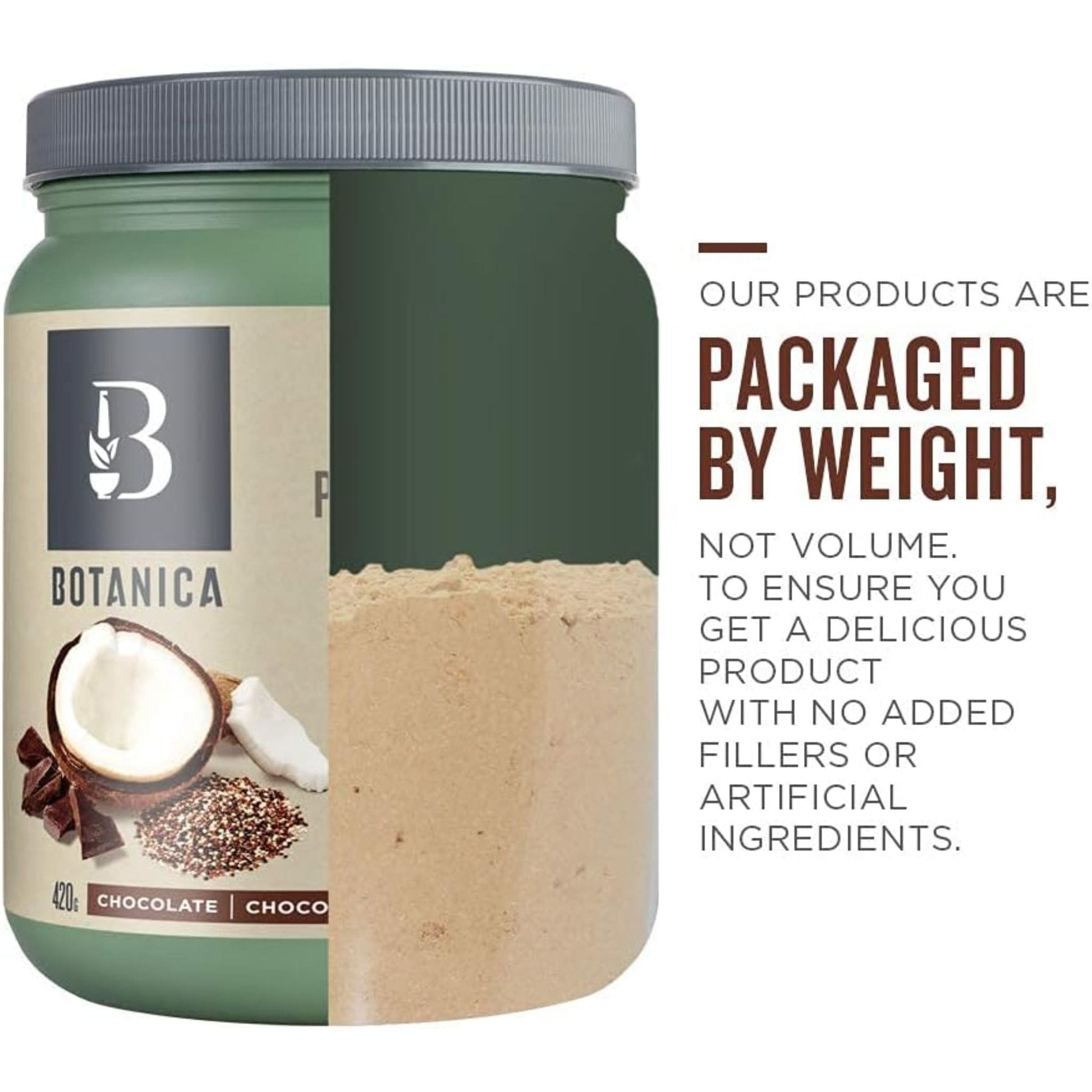 Chocolate 420g | Botanica Organic Perfect Protein // packaged weight