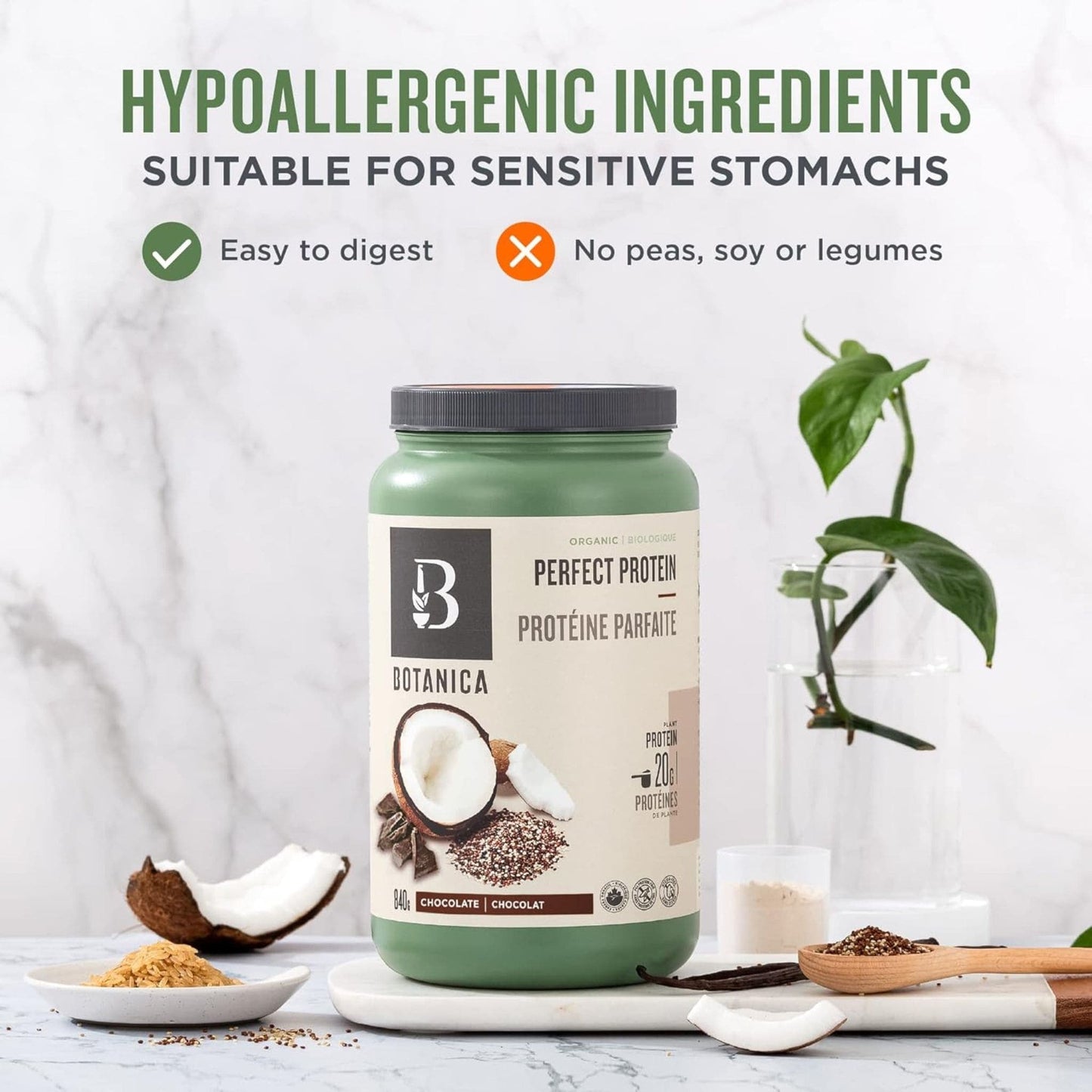 Chocolate 840g | Botanica Organic Perfect Protein // infographic