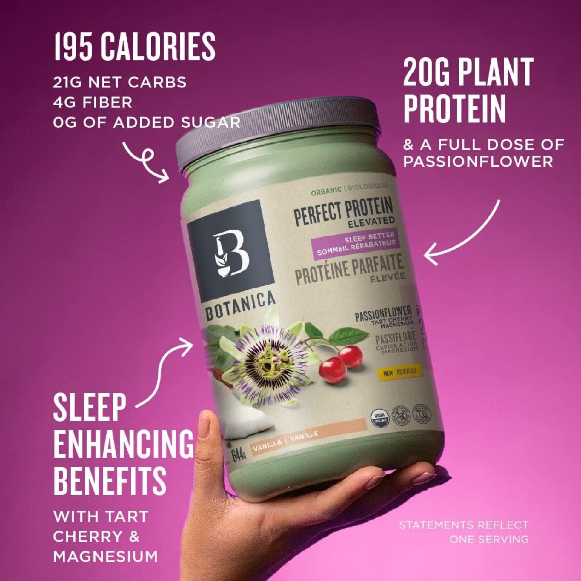 Vanilla 644g | Botanica Organic Perfect Protein Elevated Sleep Better // benefits inside