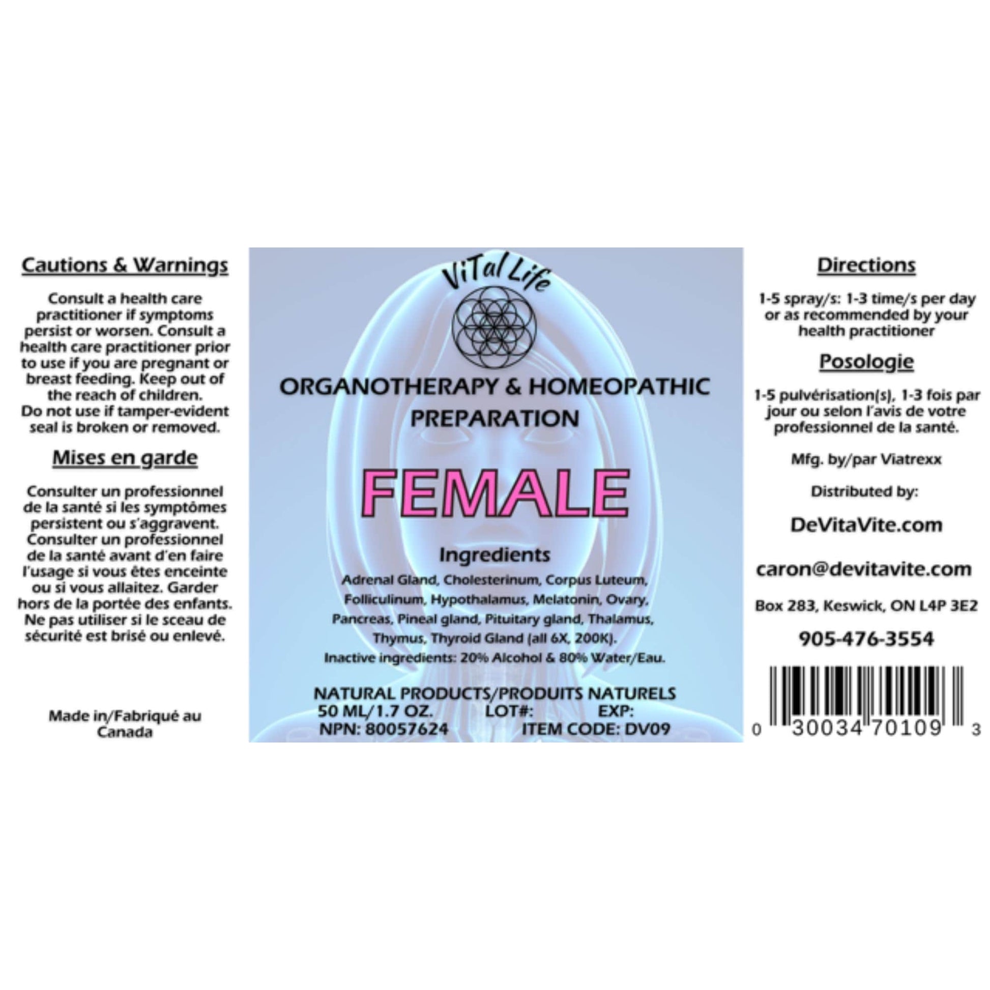 50ml Unflavoured | Vital Life FEMALE