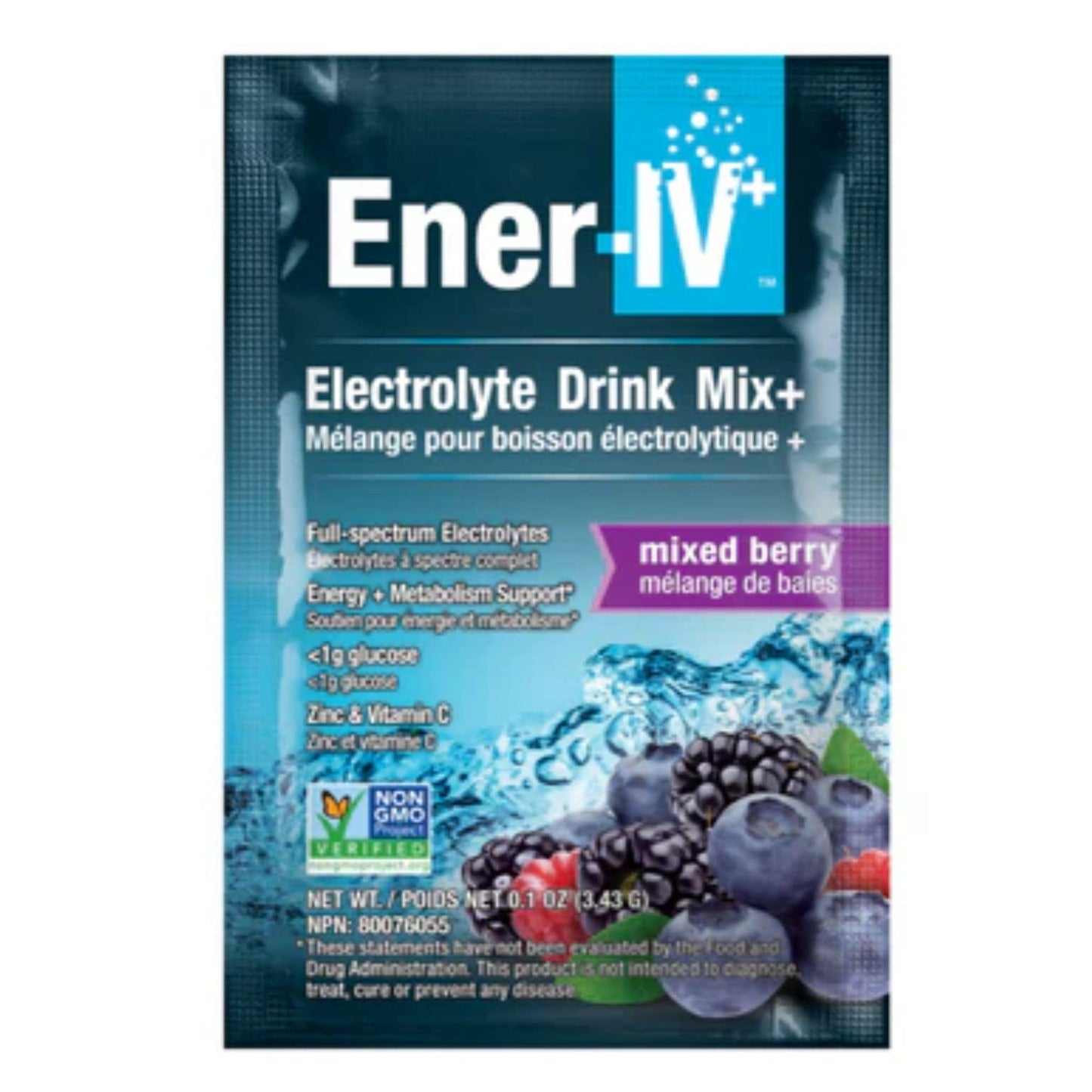 Box of 12 Sachets Mixed Berry | Ener-IV Sport Electrolyte Drink Mix // berry flavour