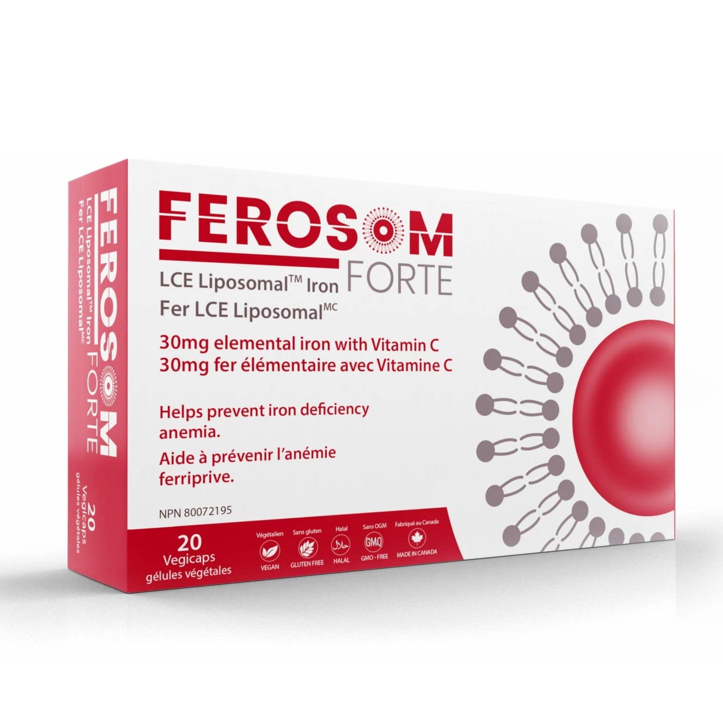 20 Vegetable Capsules | Ferosom Forte LCE Liposomal Iron