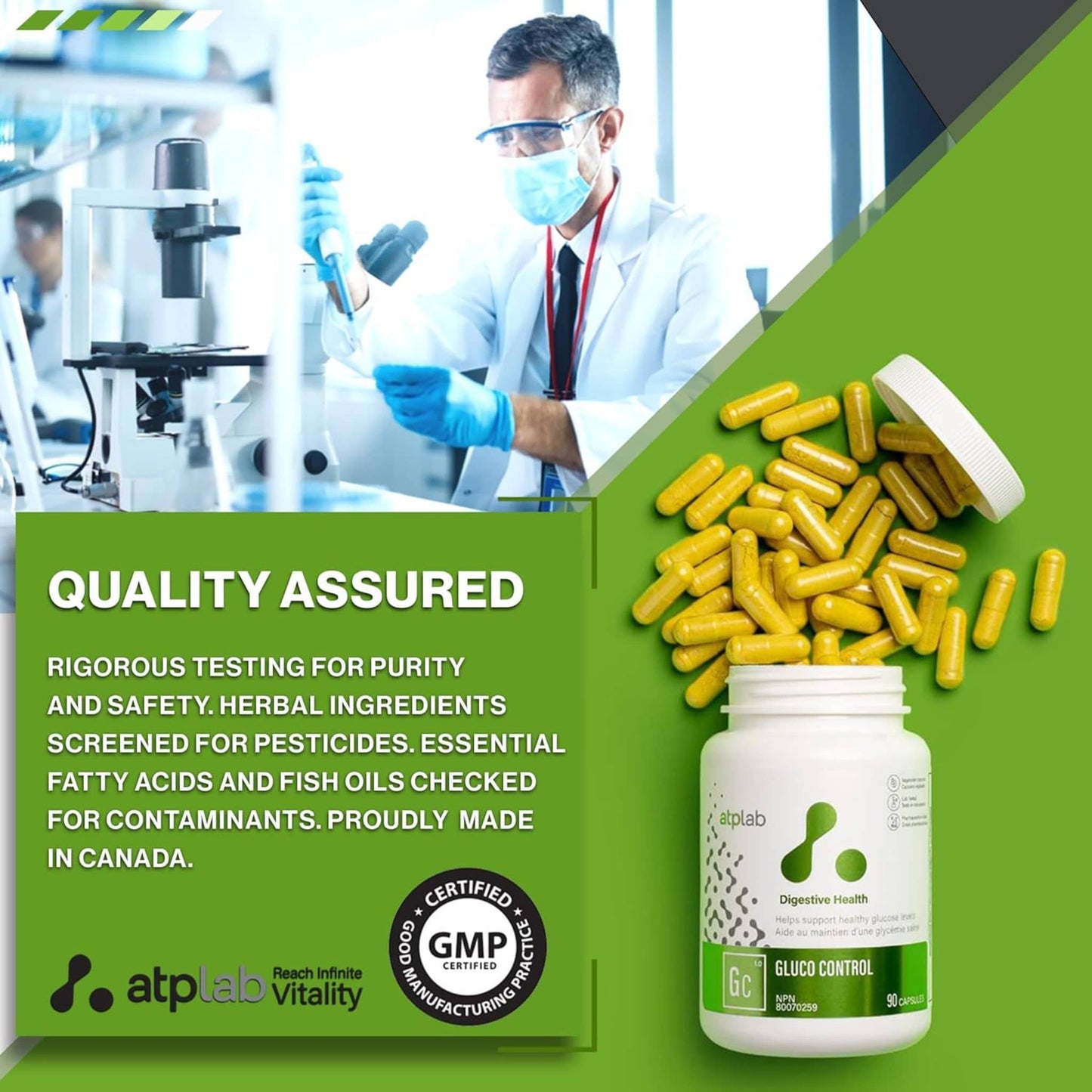 90 Vegetable Capsules | ATP Lab Gluco Control