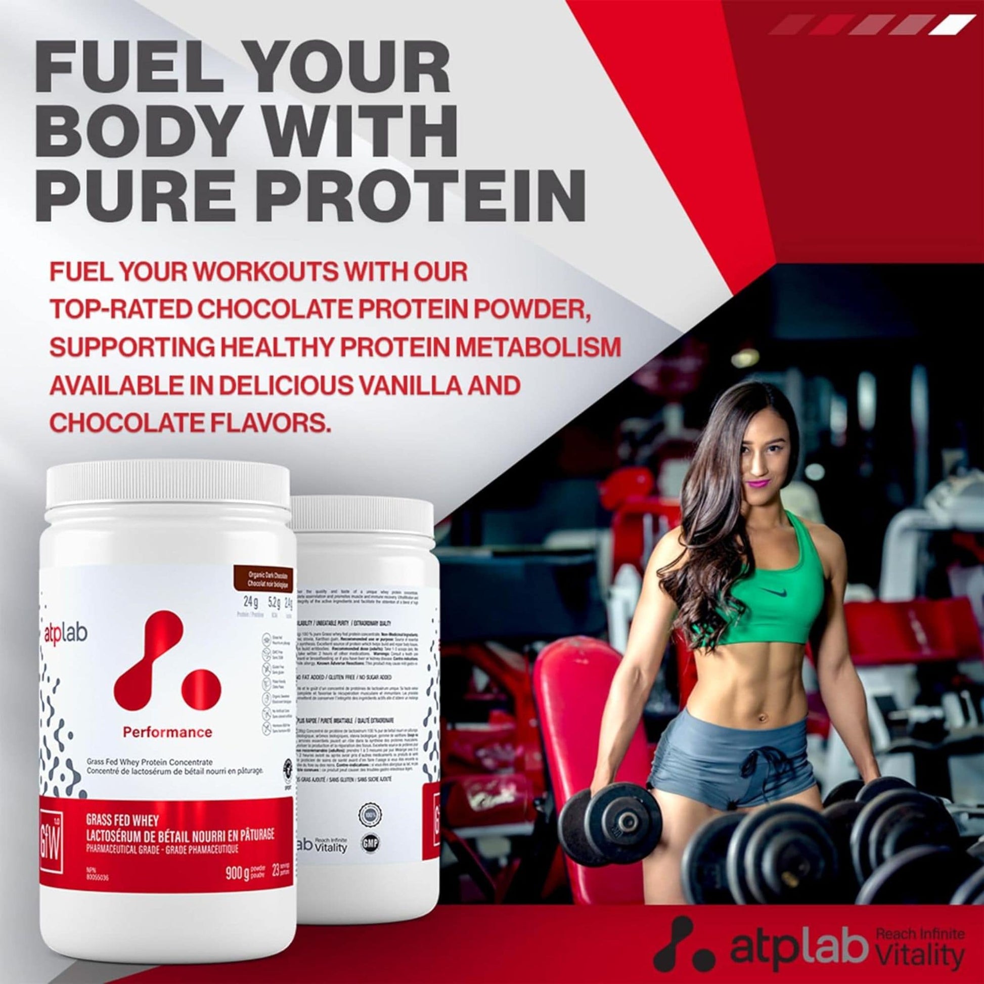 900 g Organic Dark Chocolate | ATP Lab Grass Ged Whey Protein Powder