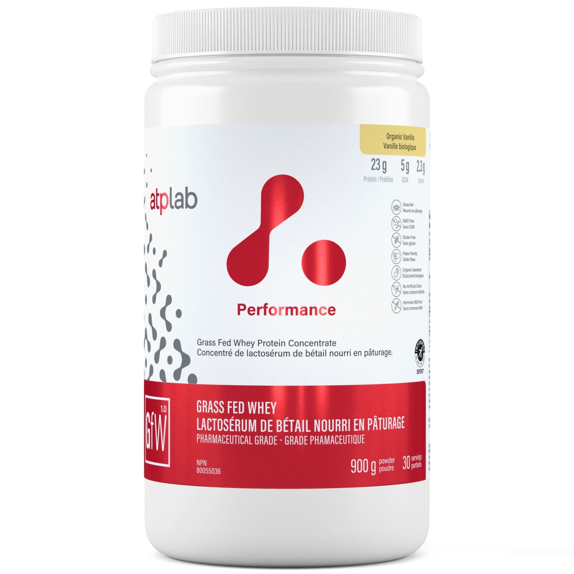 900 g Organic Vanilla | ATP Lab Grass Fed Whey Protein Powder