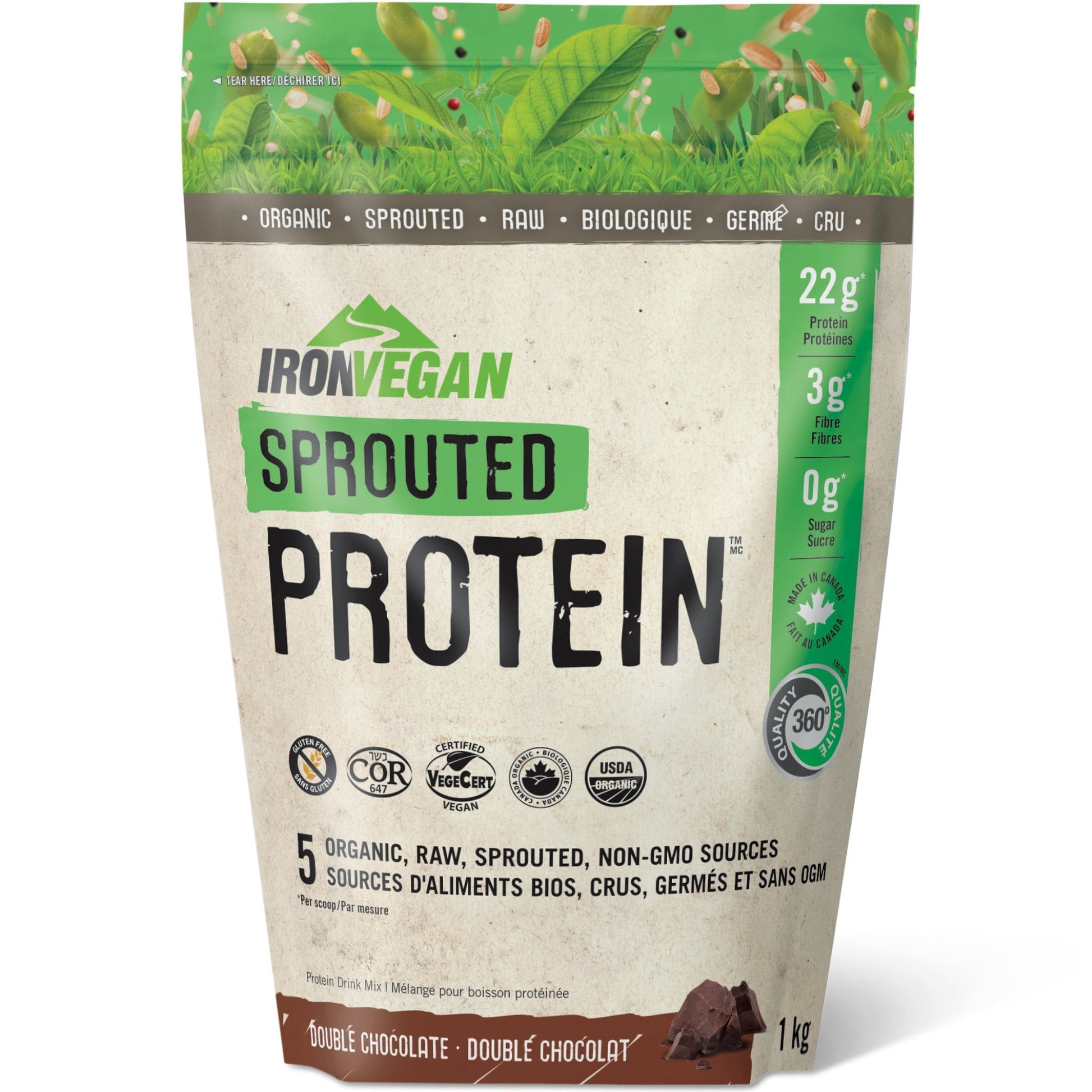 Double Chocolate, 1kg | Iron Vegan Sprouted Protein Powder