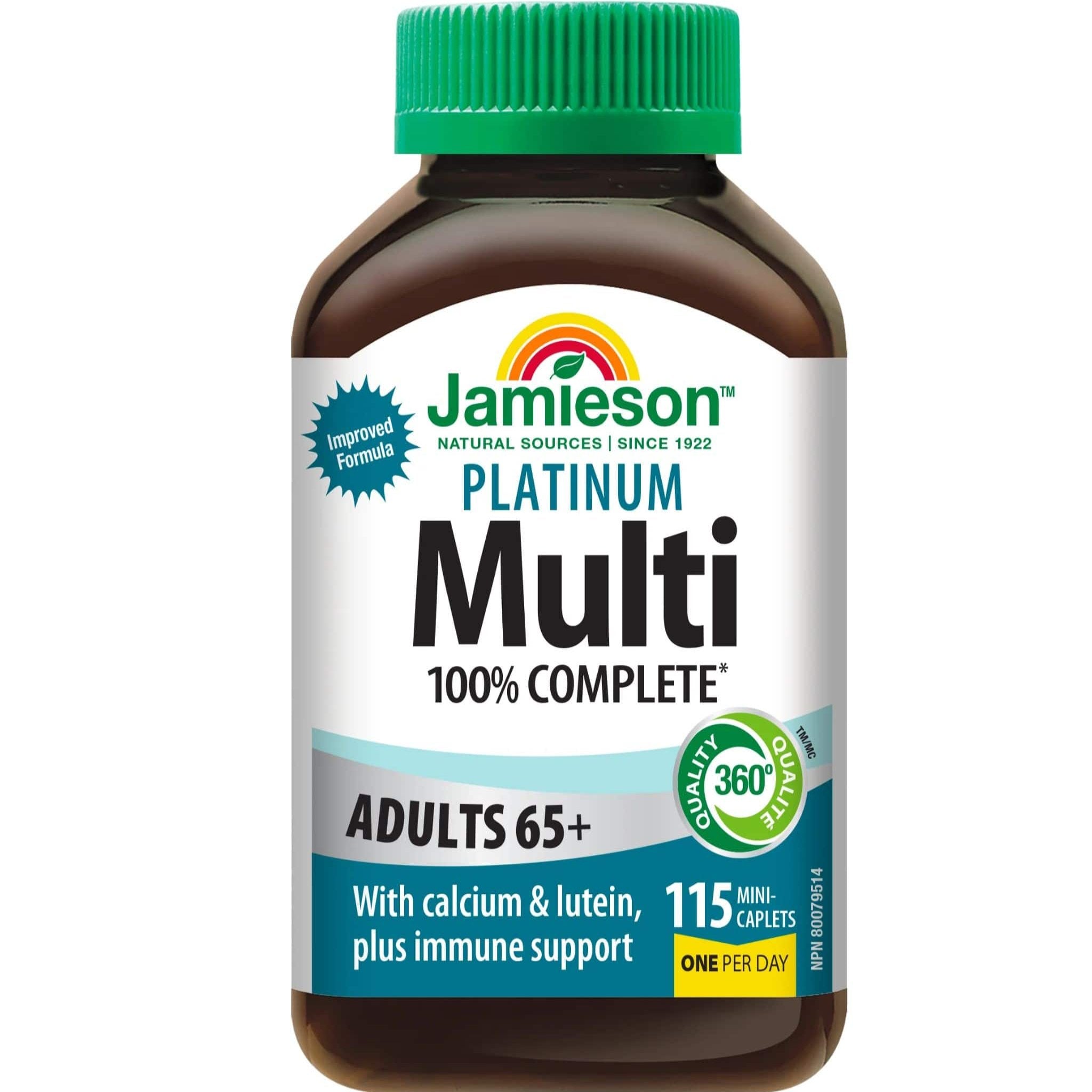 Jamieson Platinum Multi 100% Complete Multivitamin for Adults 65+, 115 ...