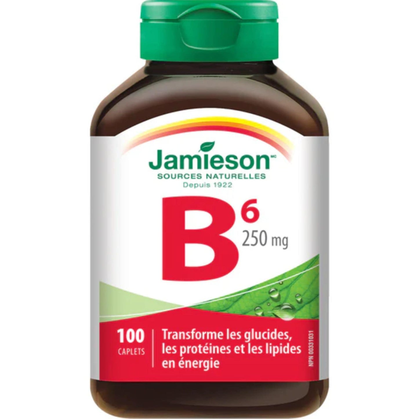 100 Caplets | Jamieson Vitamin B6 250 mg Pyridoxine // French Bottle