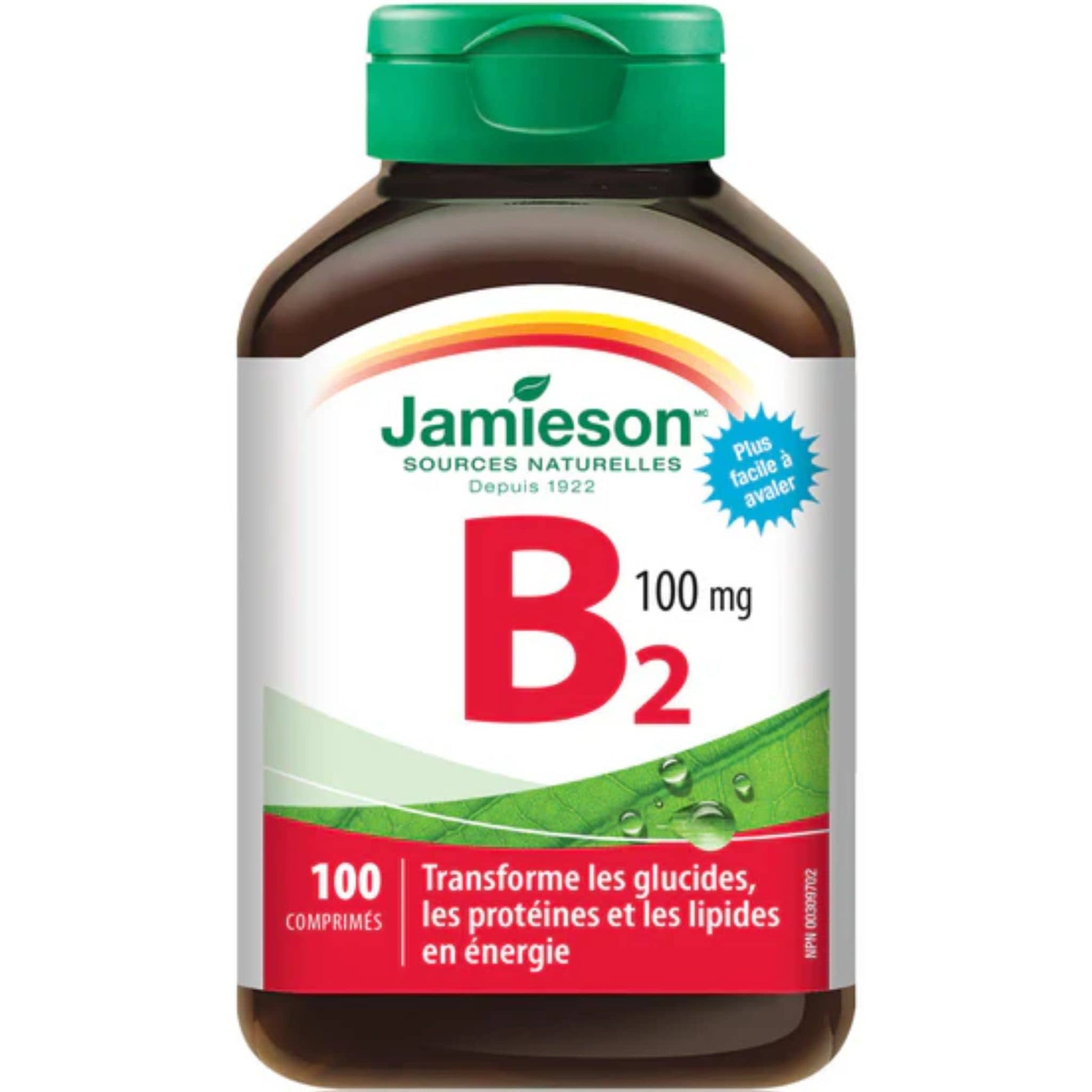 100 Tablets | Jamieson Vitamin B2 100mg, Riboflavin // French