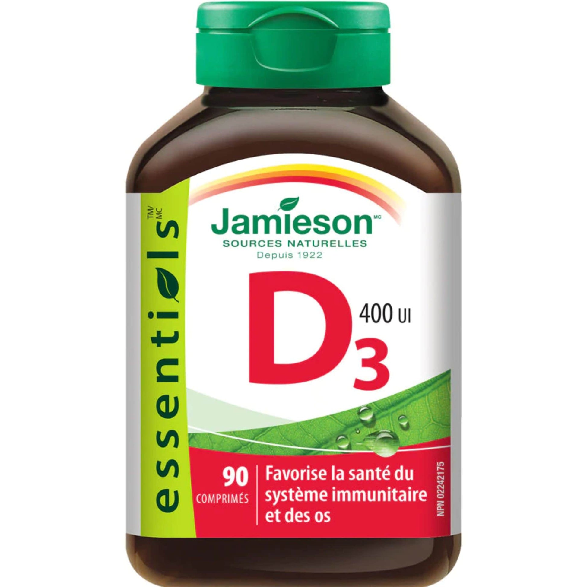 90 Tablets | Jamieson Vitamin D3 400 IU // French Bottle