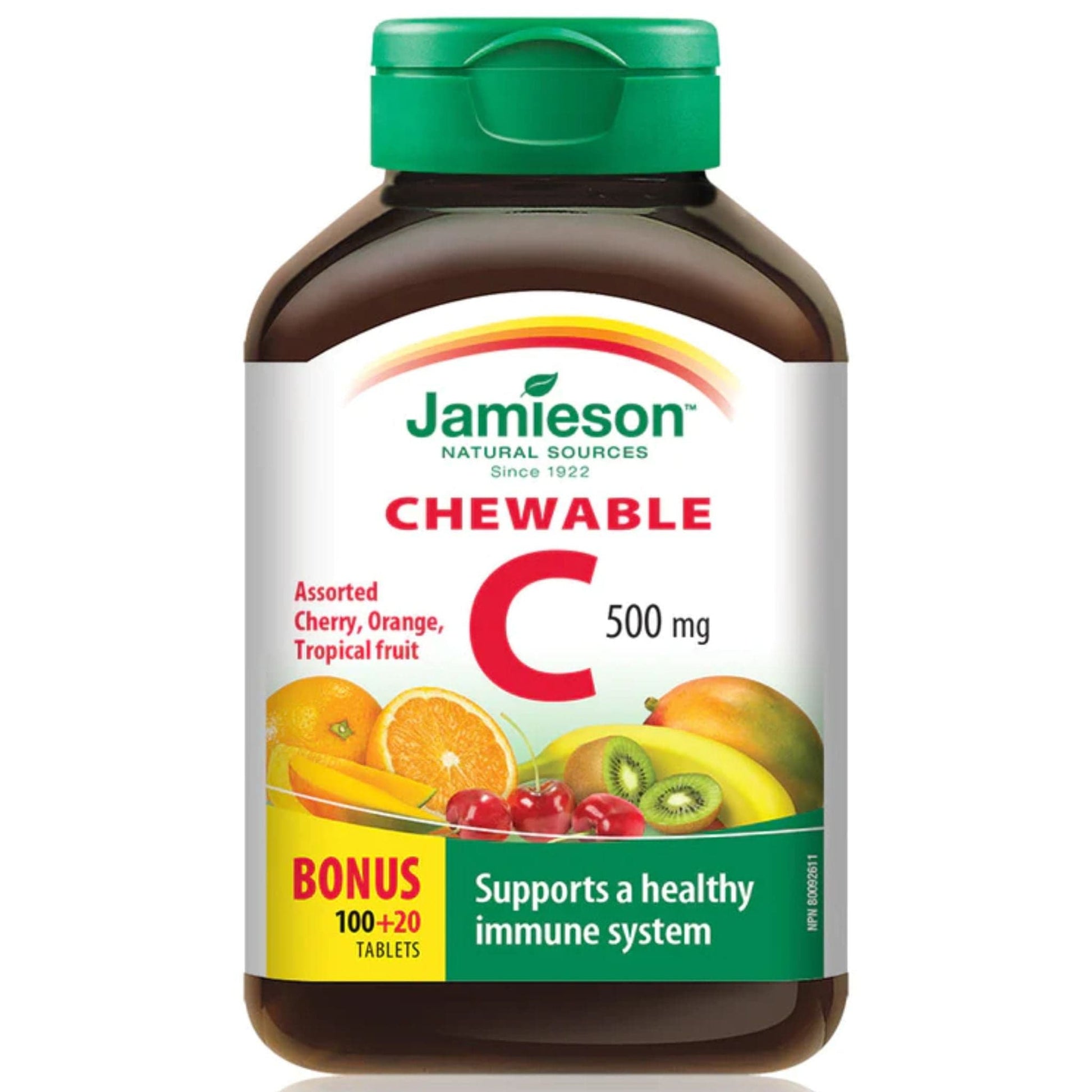 Assorted Flavours, 120 Chewable Tablets | Jamieson Vitamin C 500mg Chewable // assorted flavours