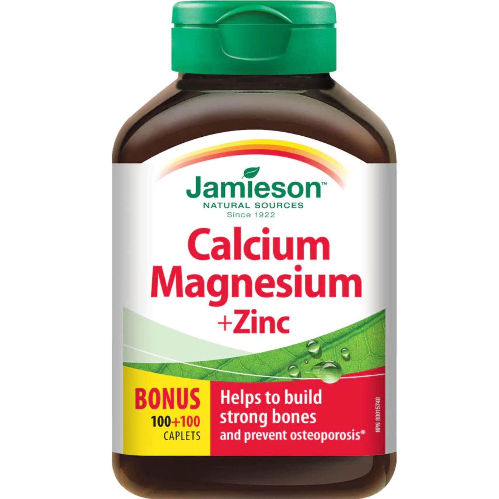 Bonus, 100+100 Caplets | Jamieson Calcium magnesium + Zinc