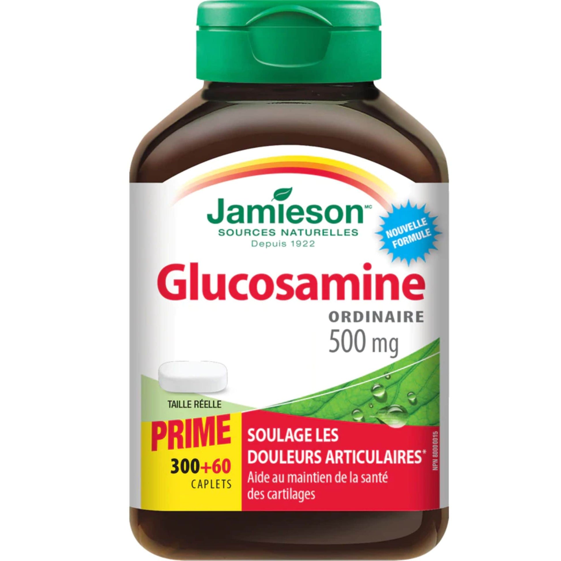 Bonus, 300+60 Caplets | Jamieson Glucosamine 500 mg Regular Strength // french bottle