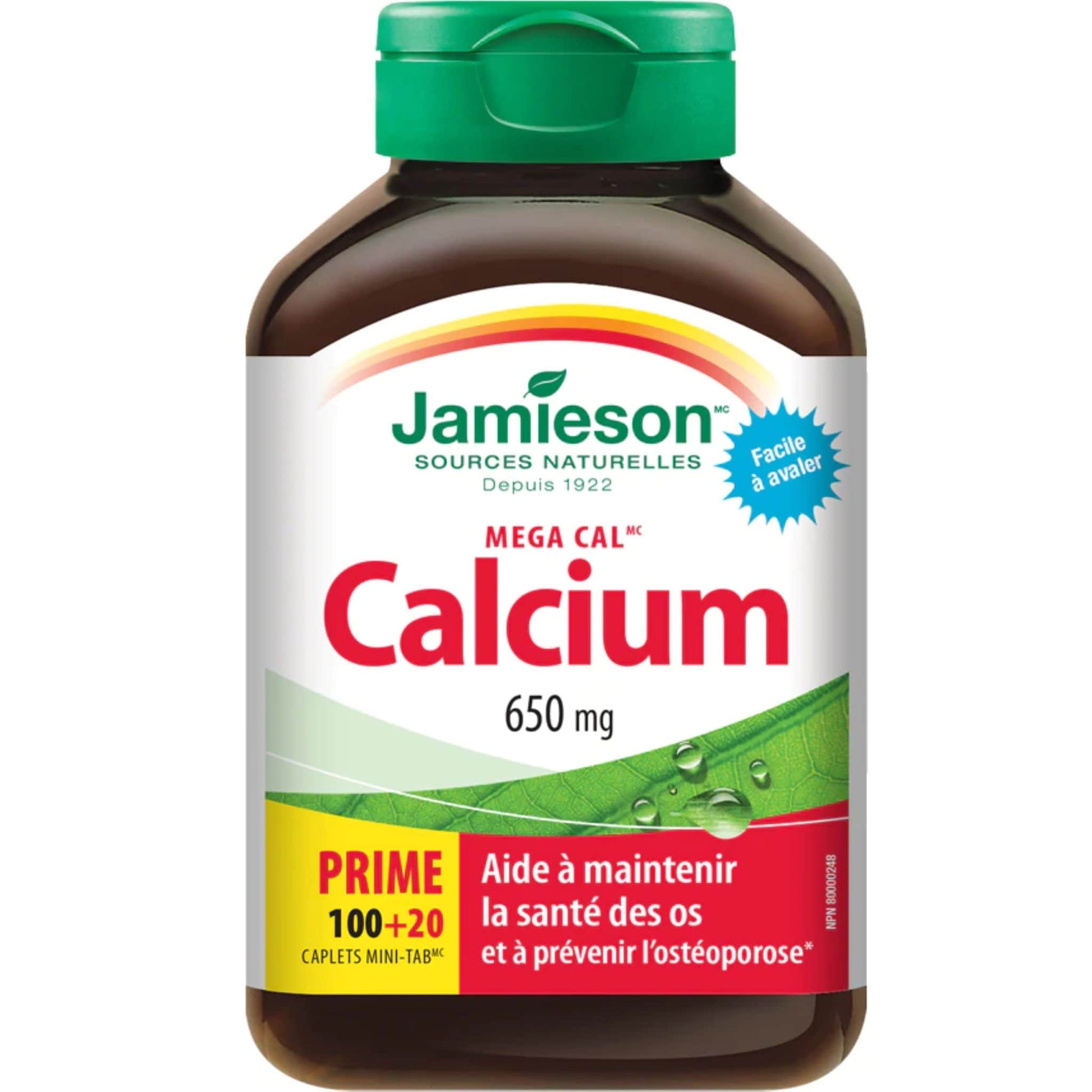 Bonus, 100+20 Caplets | Jamieson Mega Cal Calcium 650 mg // french bottle