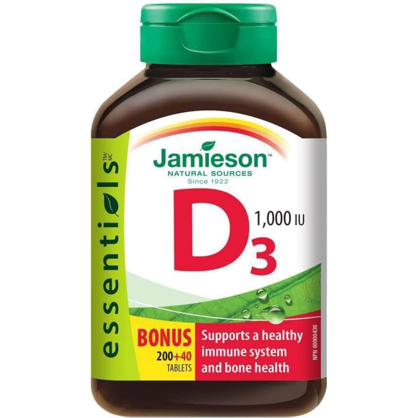 Bonus, 200+40 Tablets | Jamieson Vitamin D3 1,000 IU