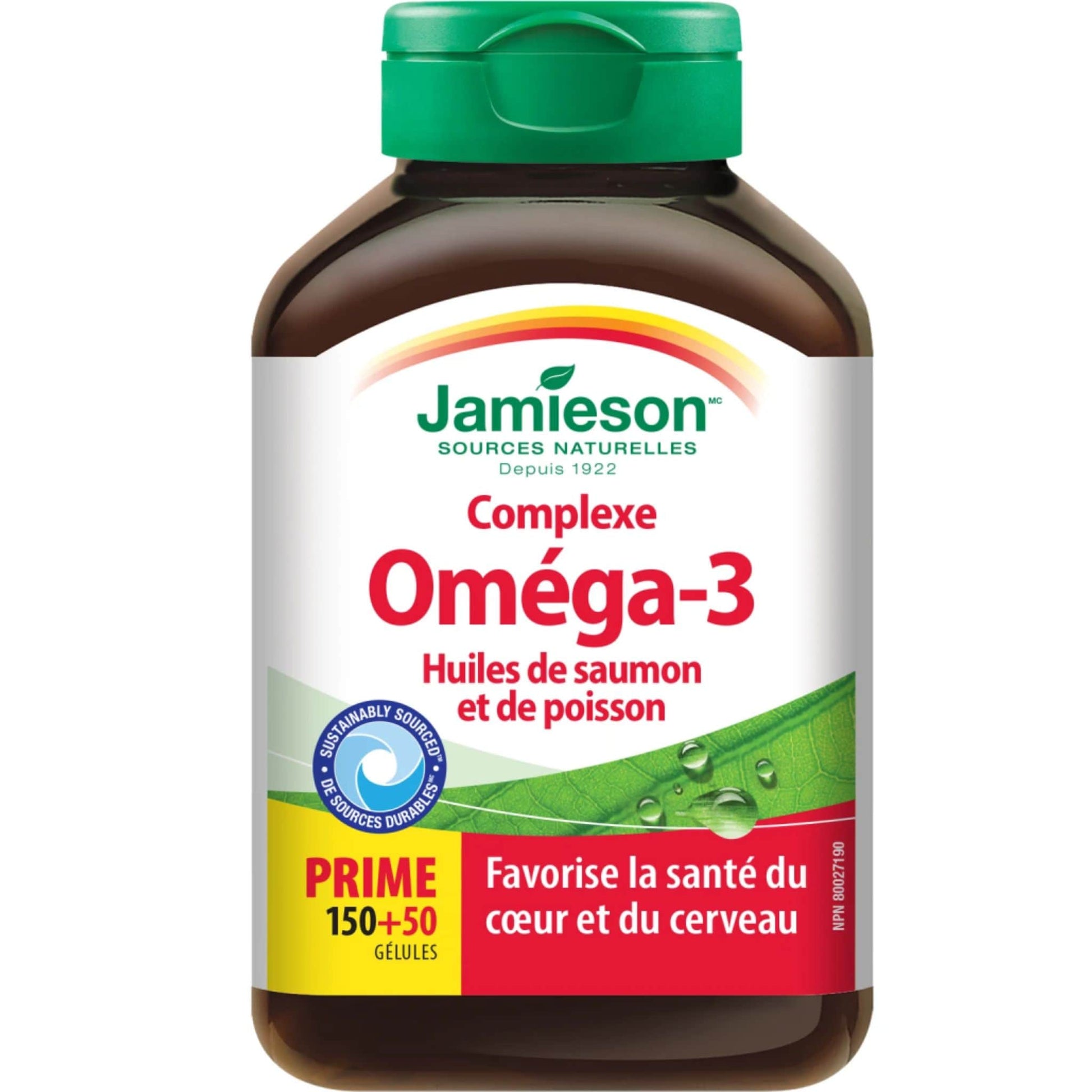 Bonus, 150+50 Softgels | Jamieson Salmon and Fish Oil, Omega-3 Complex // French Bottle