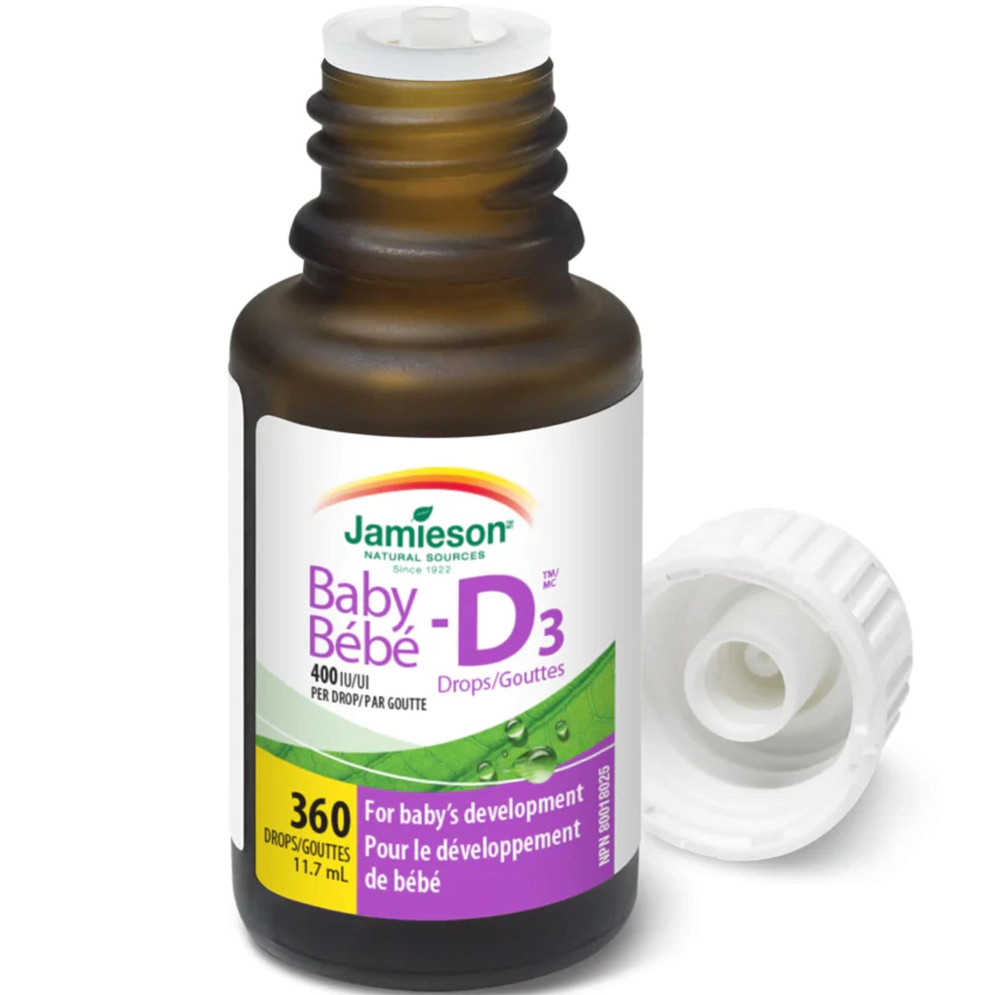 11.7 mL / 360 Liquid Drops | Jamieson Baby-D3 Drops 400 IU Bottle