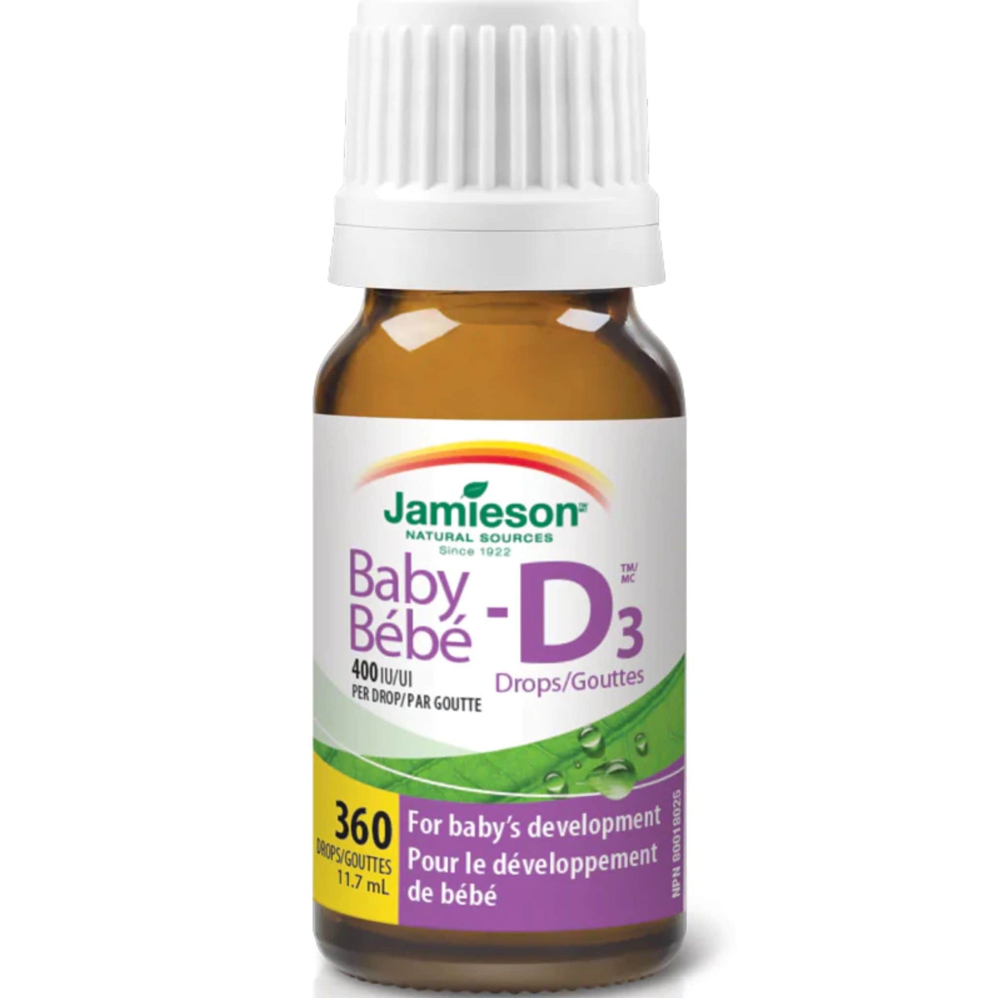 11.7 mL / 360 Liquid Drops | Jamieson Baby-D3 Drops 400 IU French Bottle