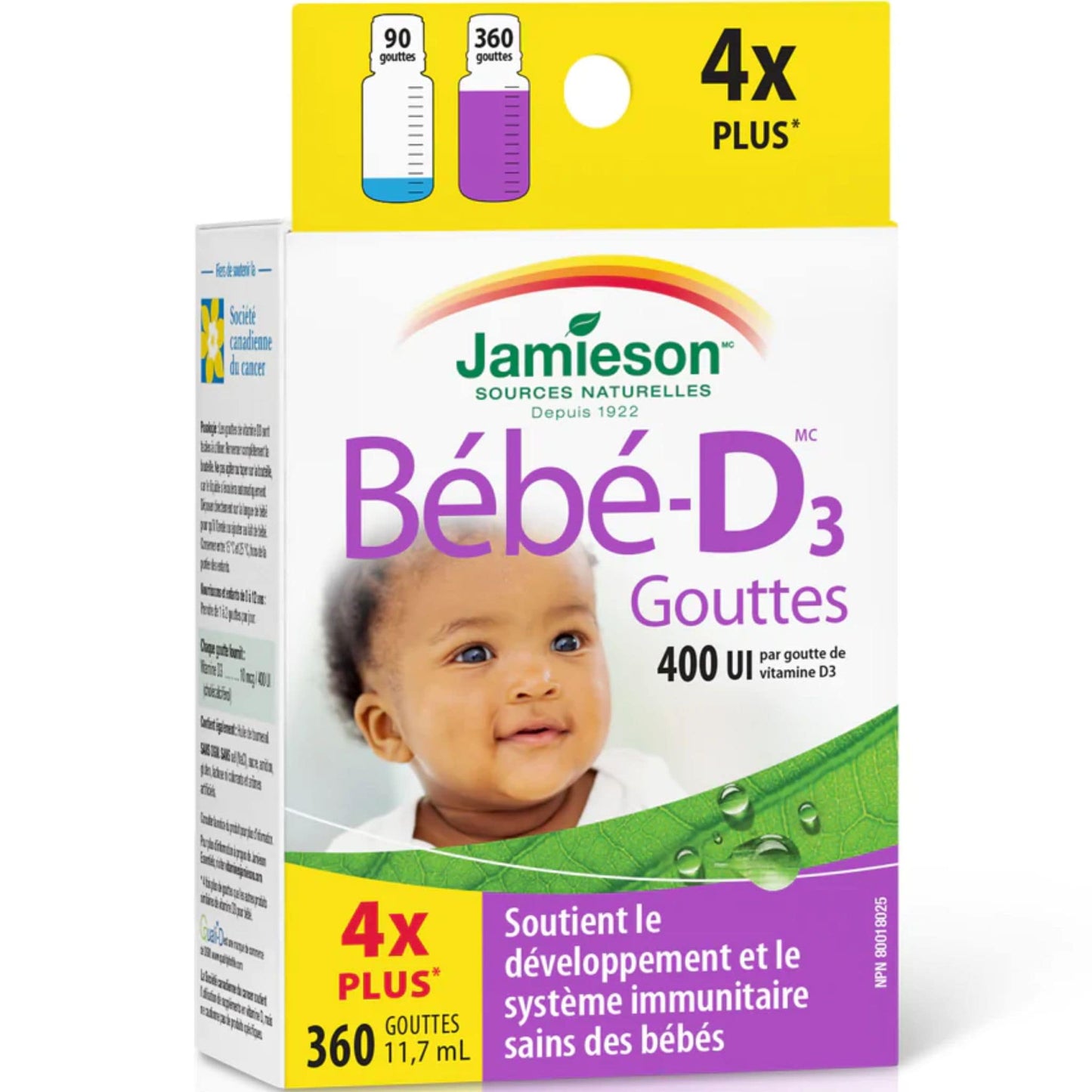 11.7 mL / 360 Liquid Drops | Jamieson Baby-D3 Drops 400 IU French