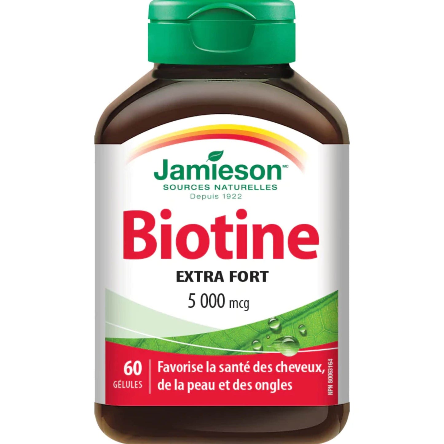 60 Softgels | Jamieson Biotin 5,000 mcg Extra Strength // French Bottle