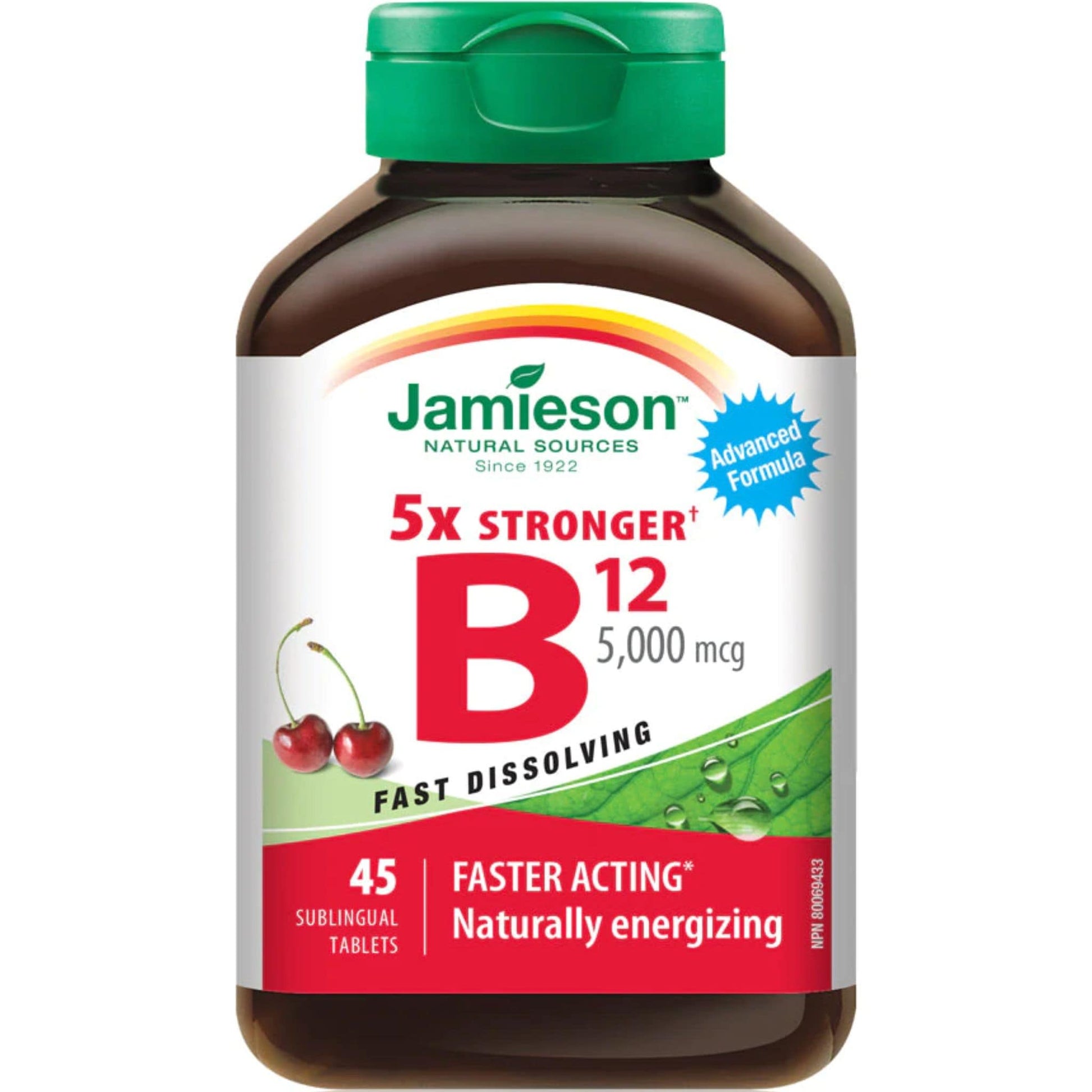 45 Sublingual Tablets | Jamieson Vitamin B12 5,000 mcg 5x Stronger