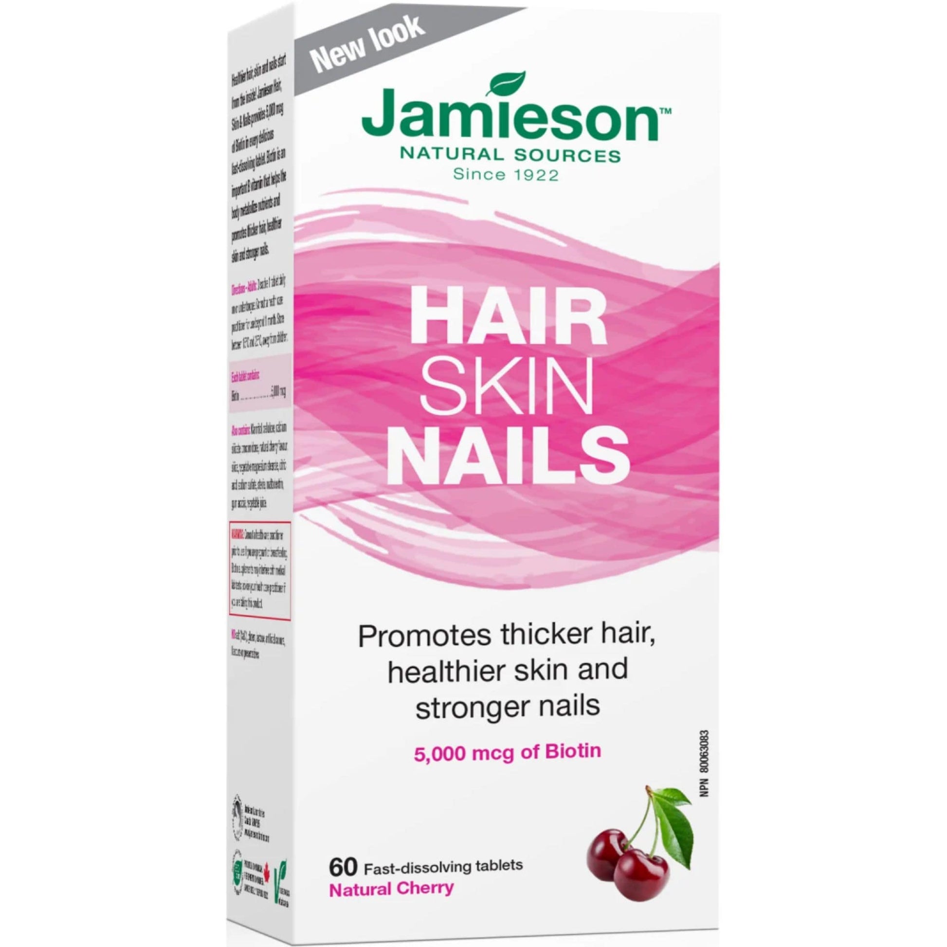 Natural Cherry, 60 Tablets | Jamieson Hair, Skin, Nails Fast Dissolving // box