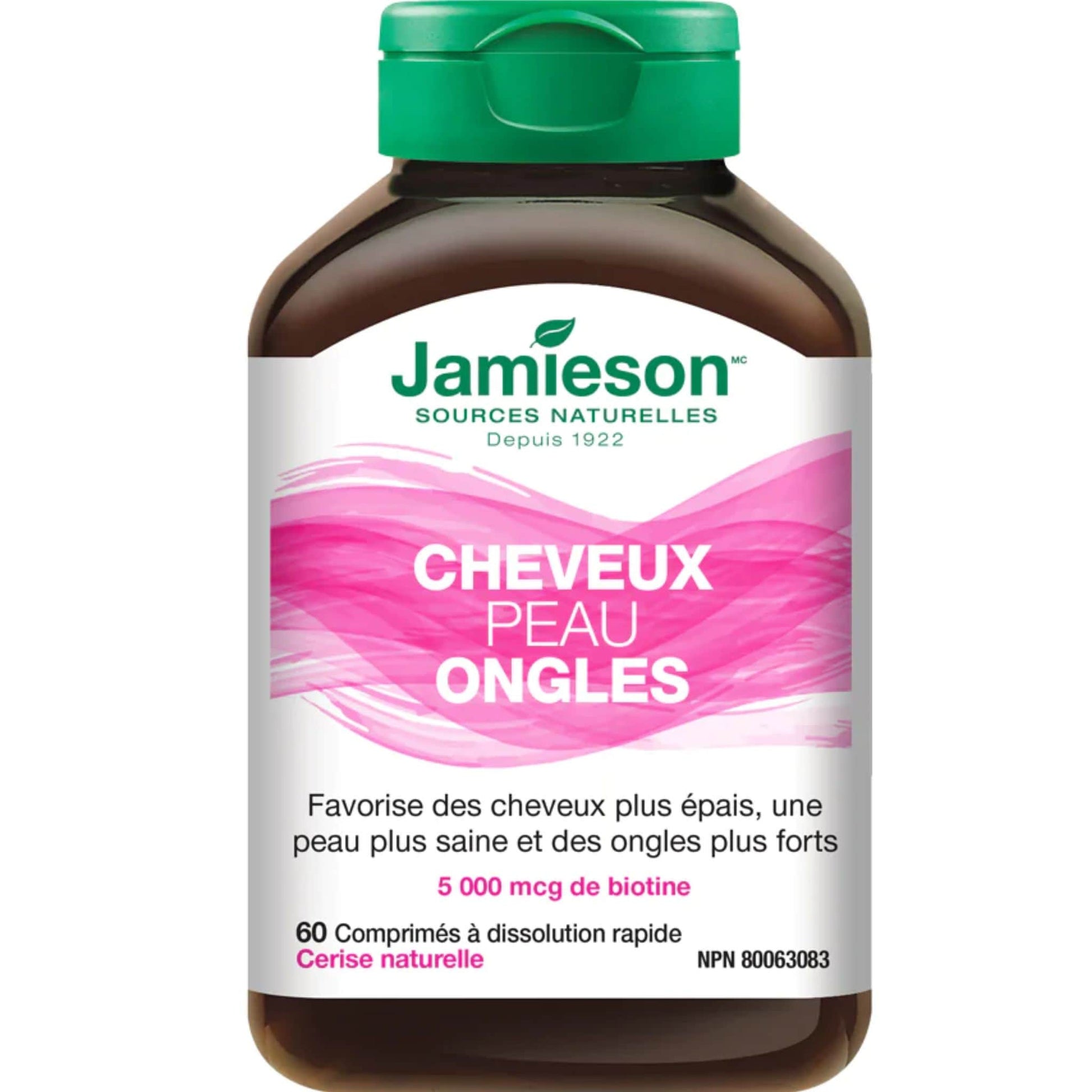 Natural Cherry, 60 Tablets | Jamieson Hair, Skin, Nails Fast Dissolving // french bottle