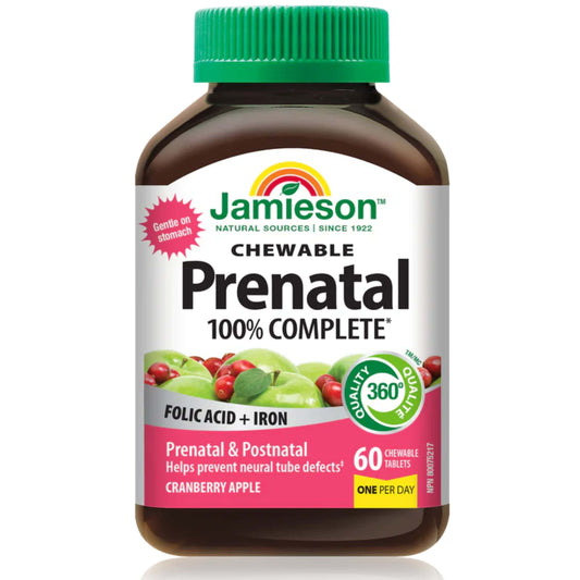 60 Chewable Tablets Apple Cranberry | Jamieson Chewable Prenatal // bottle of jamieson chewable prenatal