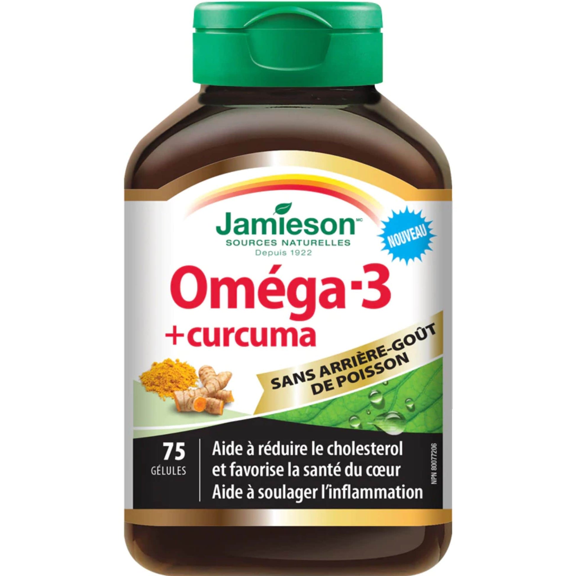 75 Softgels | Jamieson Omega-3 + Turmeric // french bottle