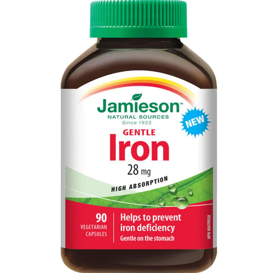 90 Vegetarian Capsules | Jamieson Gentle Iron 28 mg High Absorption