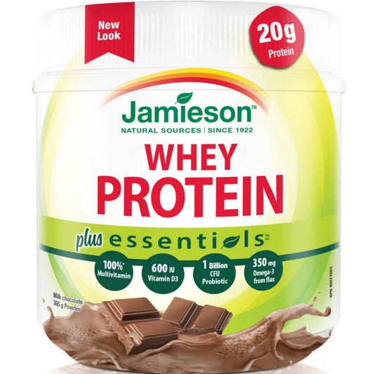 Milk Chocolate, 365gg | Jamieson Whey Protein Plus Essentials // milk chocolate flavour