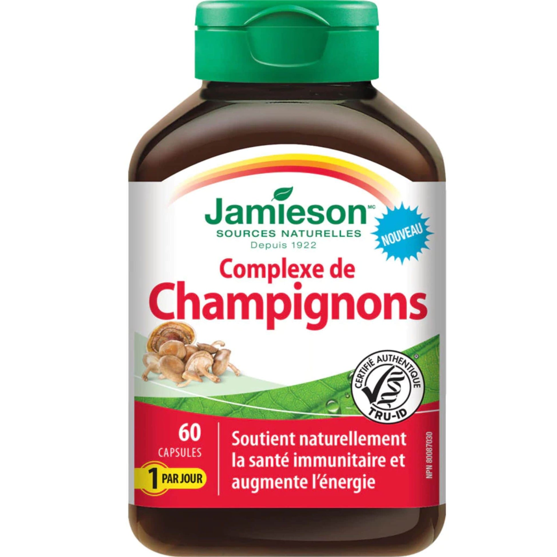 60 Capsules | Jamieson Mushroom Complex, 1 Per Day // french bottle