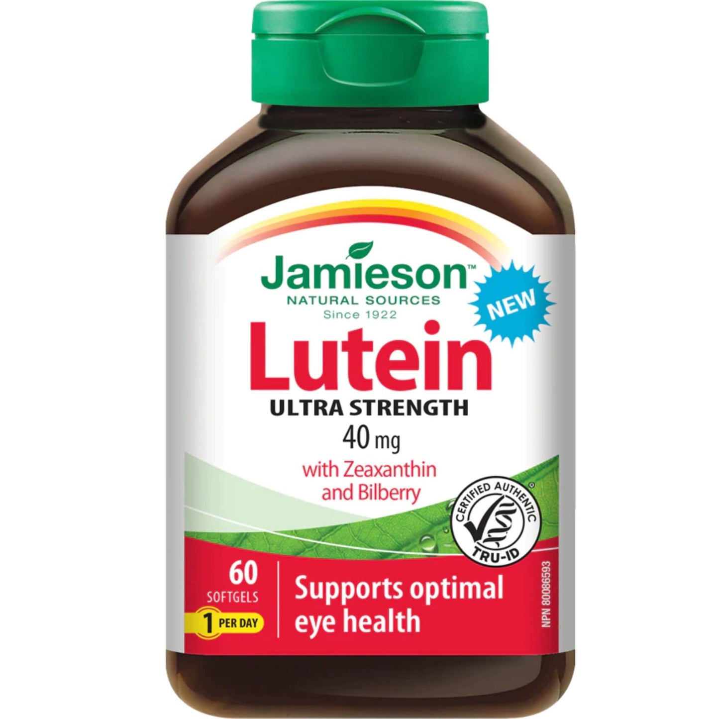 60 Softgels | Jamieson Lutein 40 mg Ultra Strength with Zeaxanthin and Bilberry