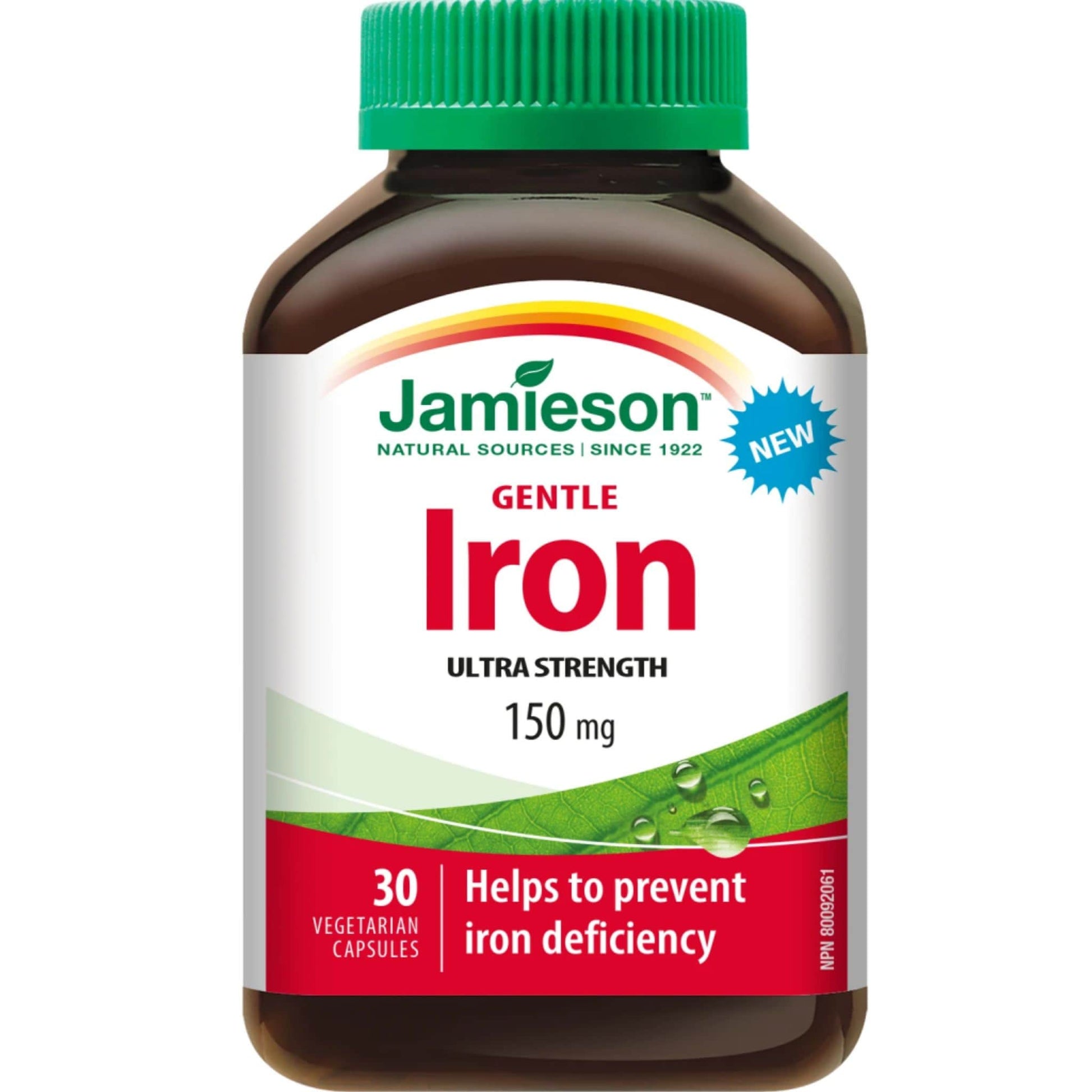 30 Vegetarian Capsules | Jamieson Gentle Iron 150 mg Ultra Strength