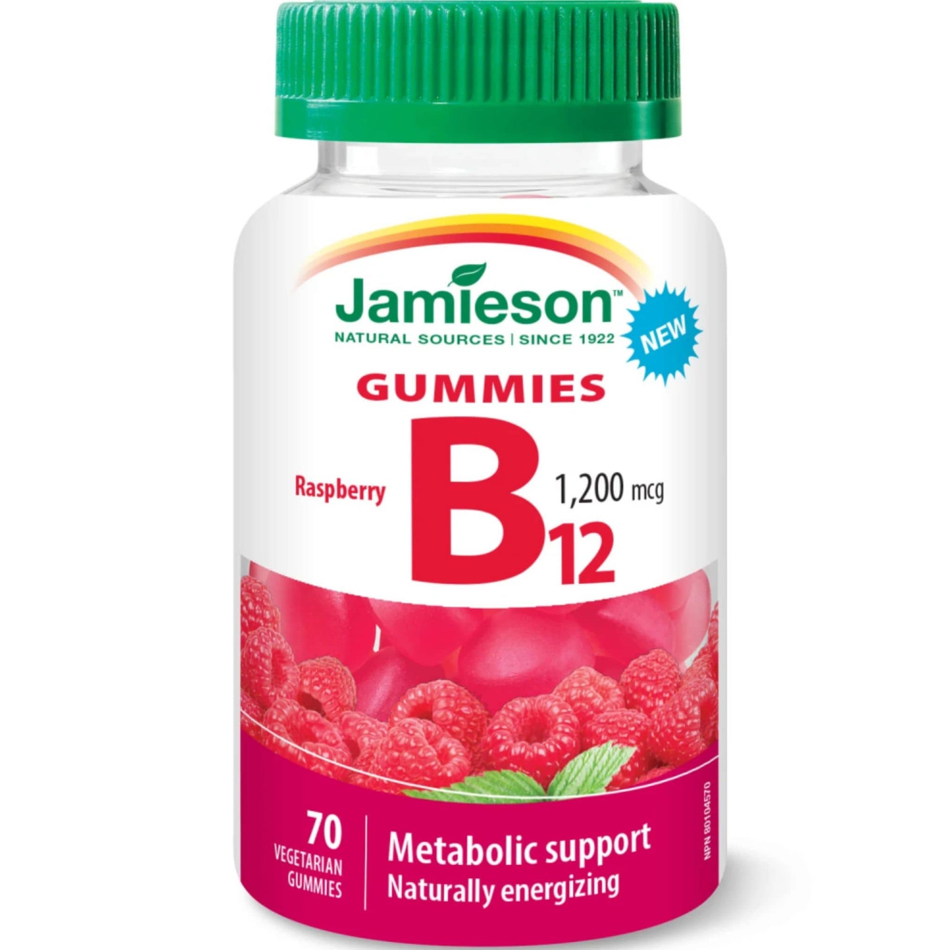 Raspberry, 70 Vegetarian Gummies | Jamieson Gummies Vitamin b12 1,200 mcg // raspberry flavour