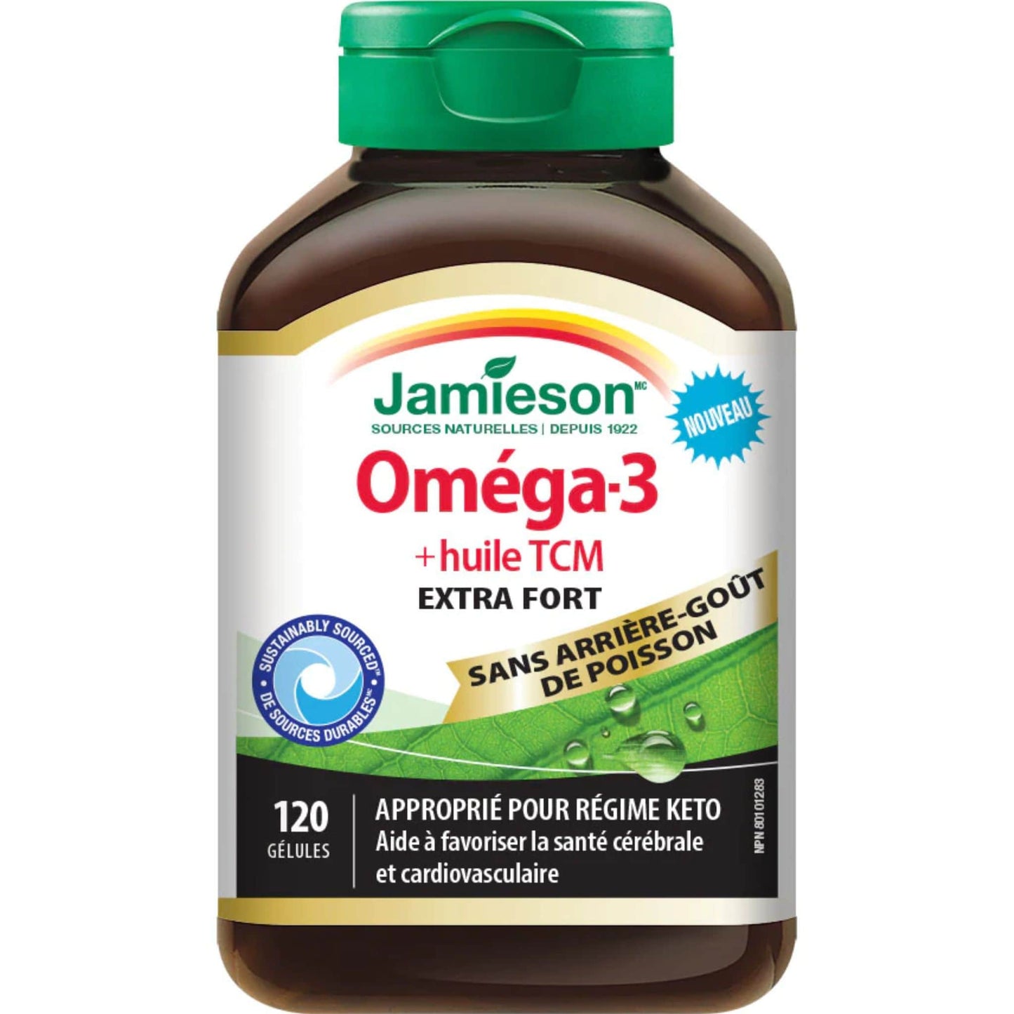 120 Softgels | Jamieson GOmega-3 + MCT Oil Extra Strength // french bottle