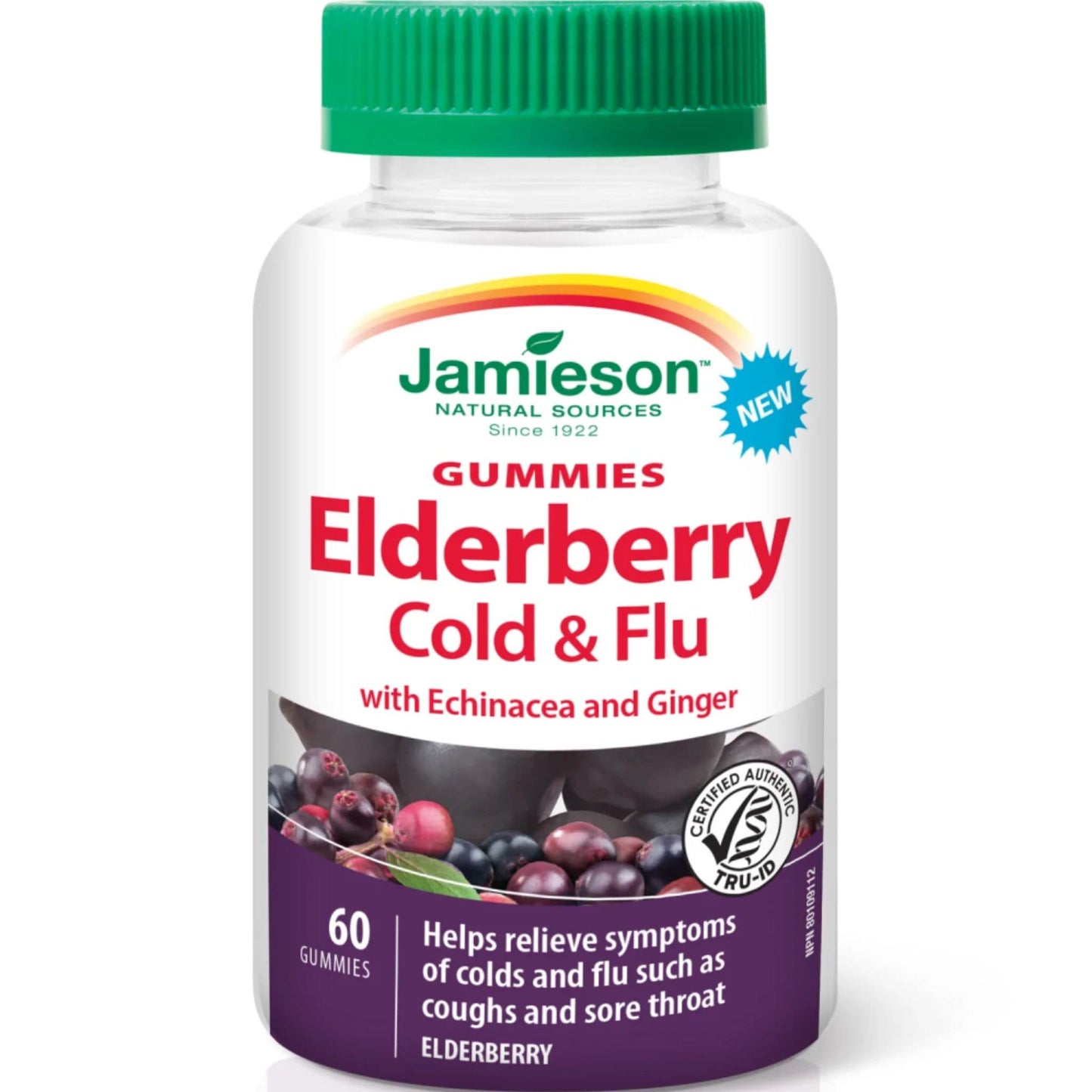 Elderberry, 130 Gummies | Jamieson Gummies Elderberry Cold & Flu with Echinacea and Ginger // elderberry flavour