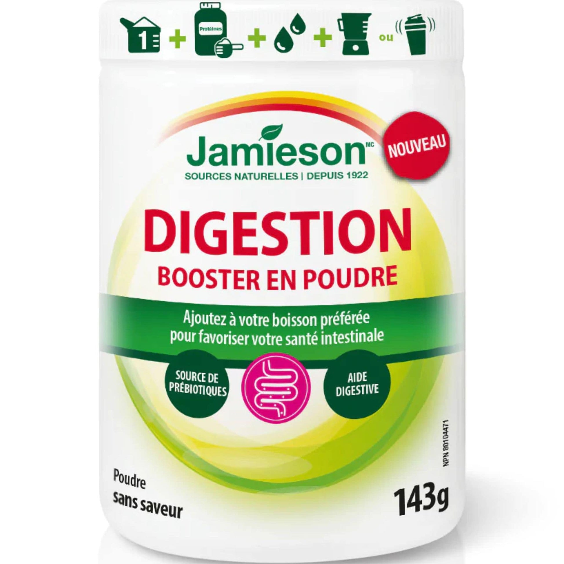 Unflavoured, 143g | Jamieson Digestive Booster Powder // french bottle