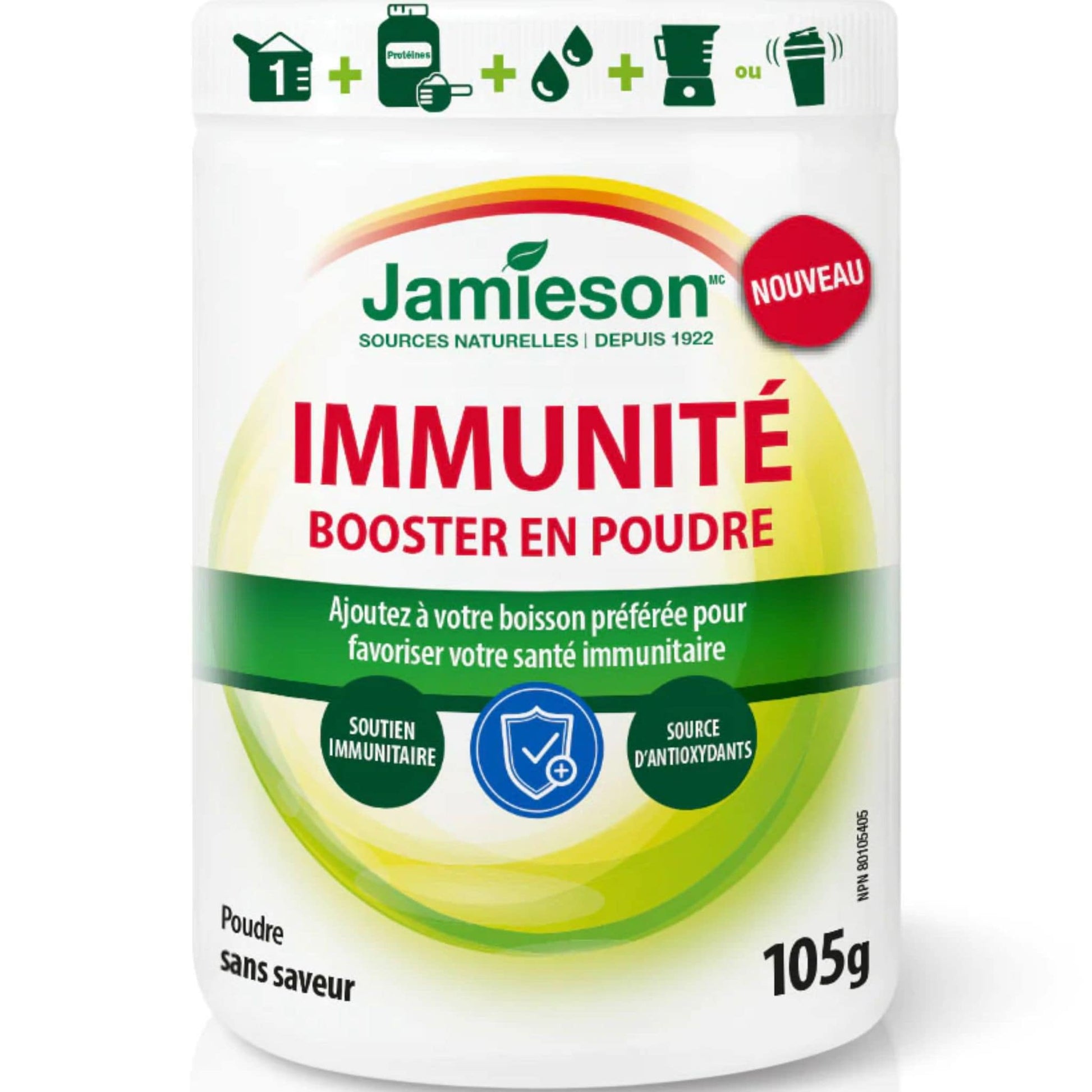 Unflavoured, 105g | Jamieson Immune Booster Powder // french bottle