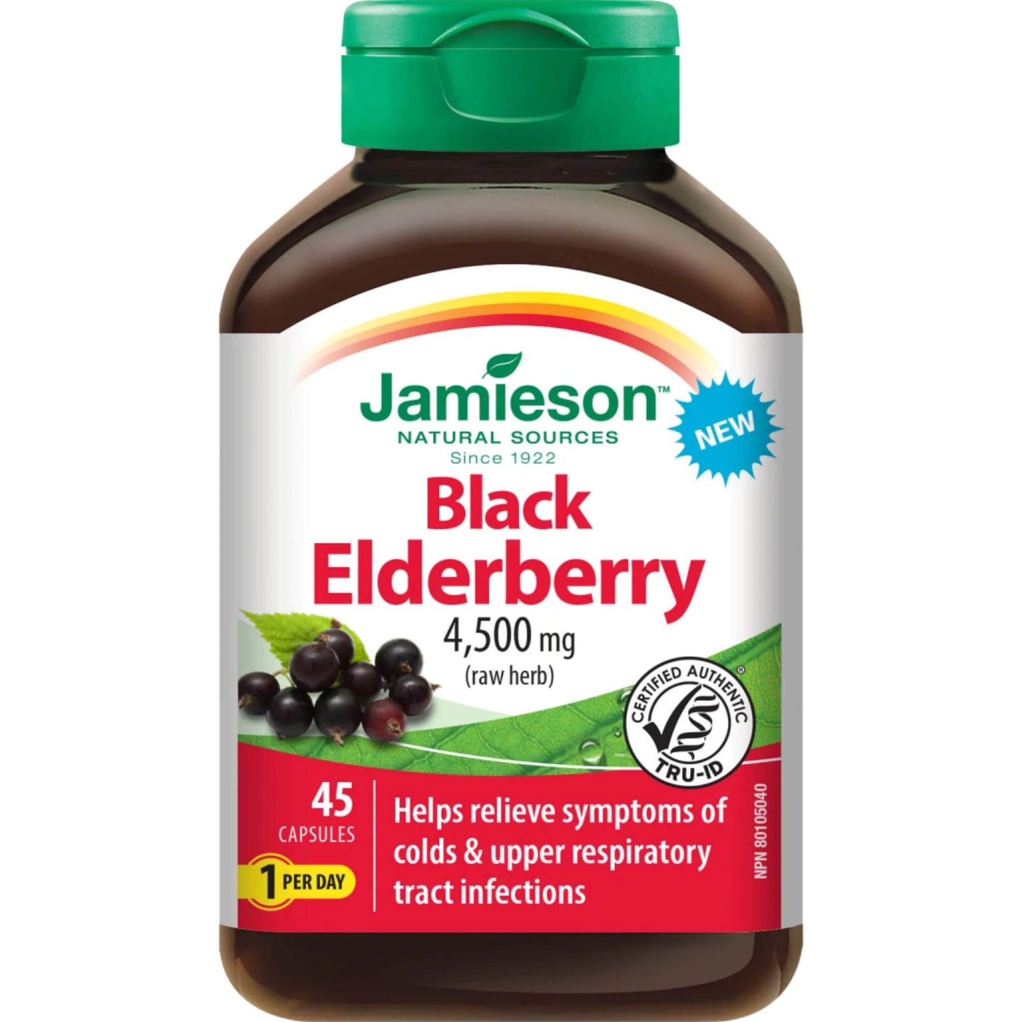 45 Capsules | Jamieson Black Elderberry 4,500 mg