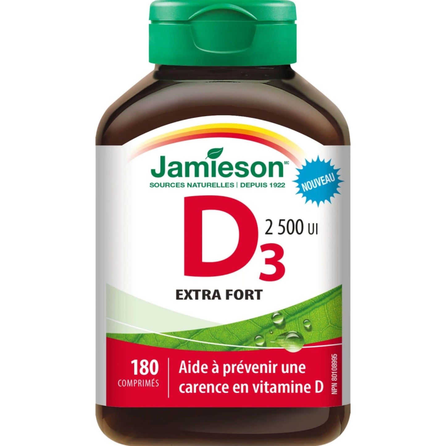 180 Tablets | Jamieson Vitamin D3 2,500 IU Extra Strength // French Bottle