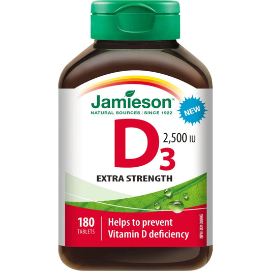 180 Tablets | Jamieson Vitamin D3 2,500 IU Extra Strength