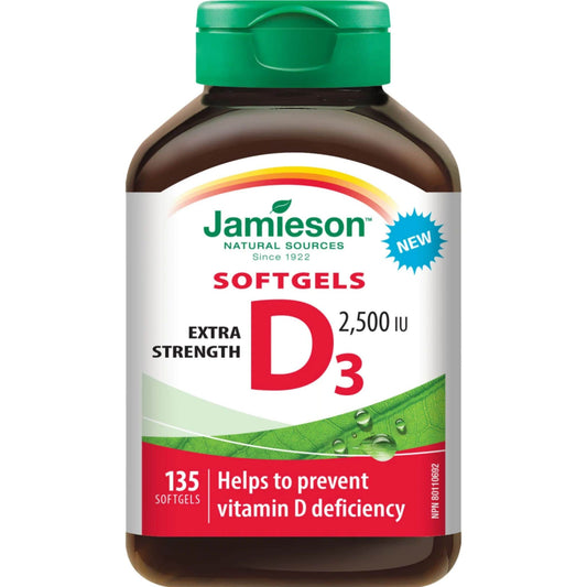 135 Softgels | Jamieson Softgels Vitamin D3 2,500 IU Extra Strength