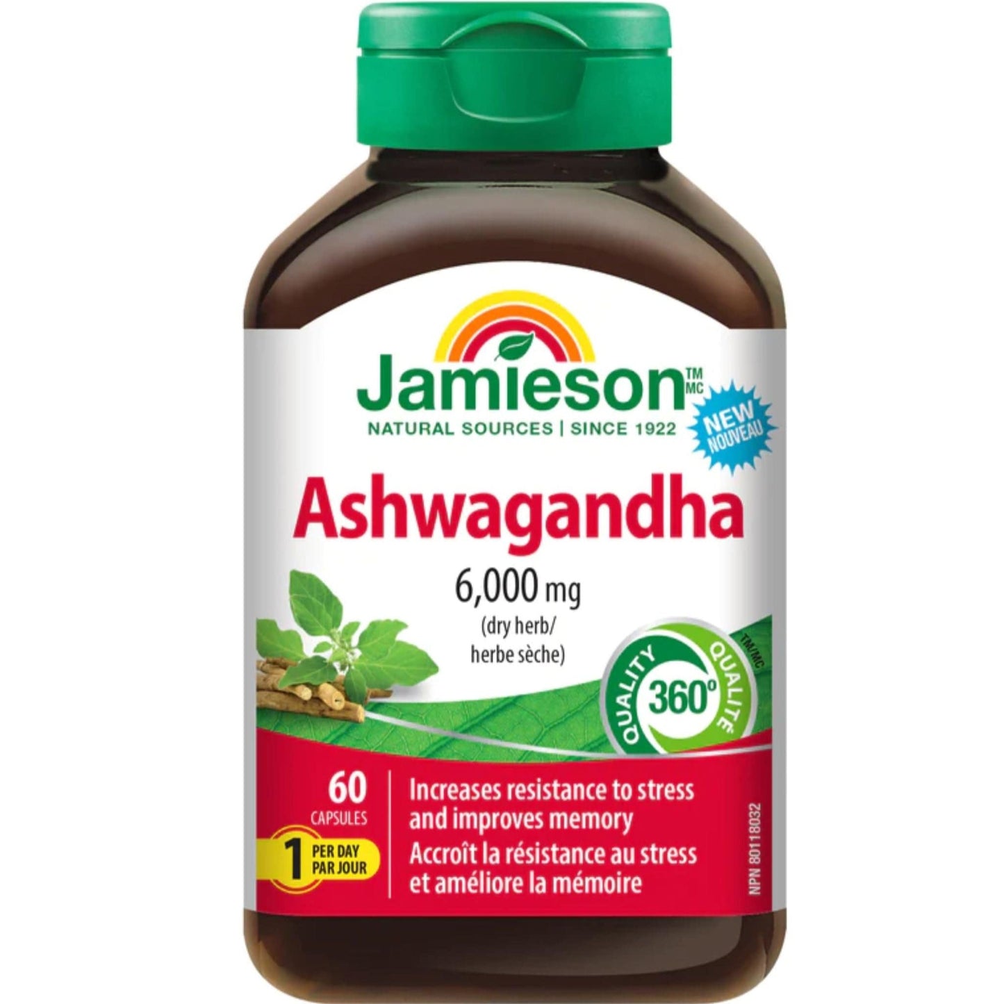 60 Capsules | Jamieson Ashwaghanda 6,000mg