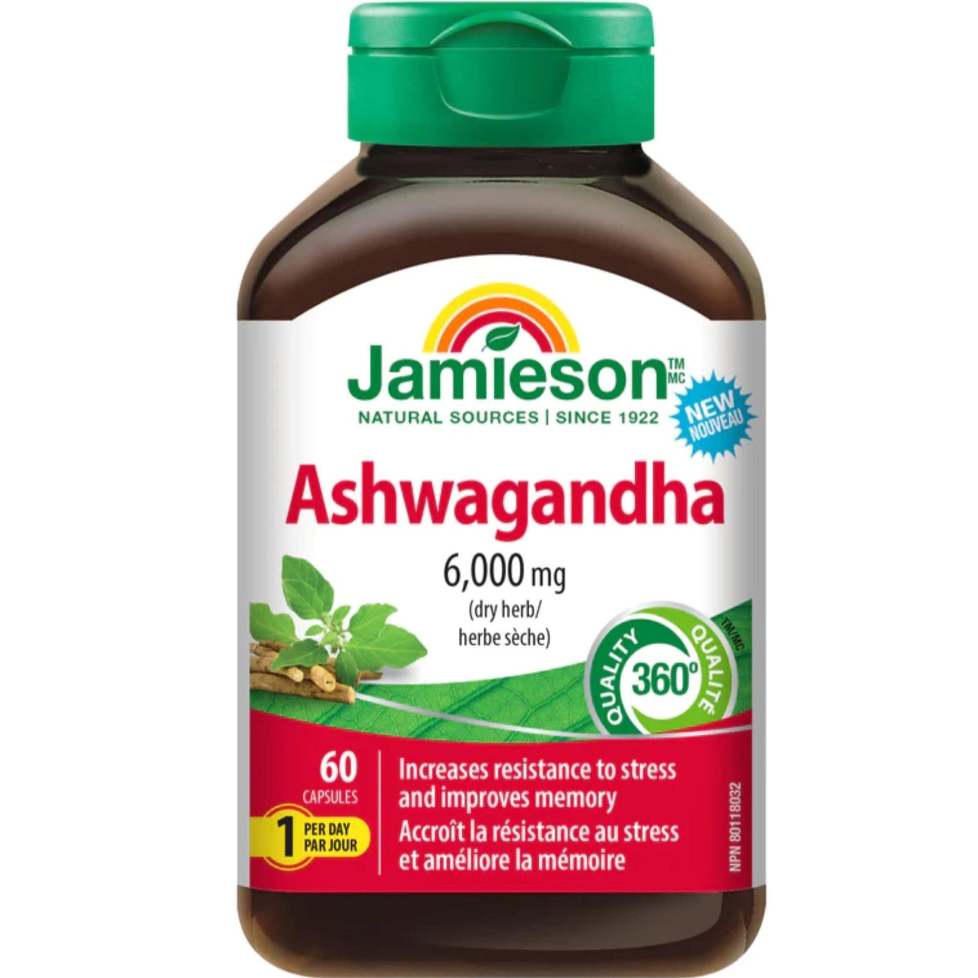 60 Capsules | Jamieson Ashwaghanda 6,000mg