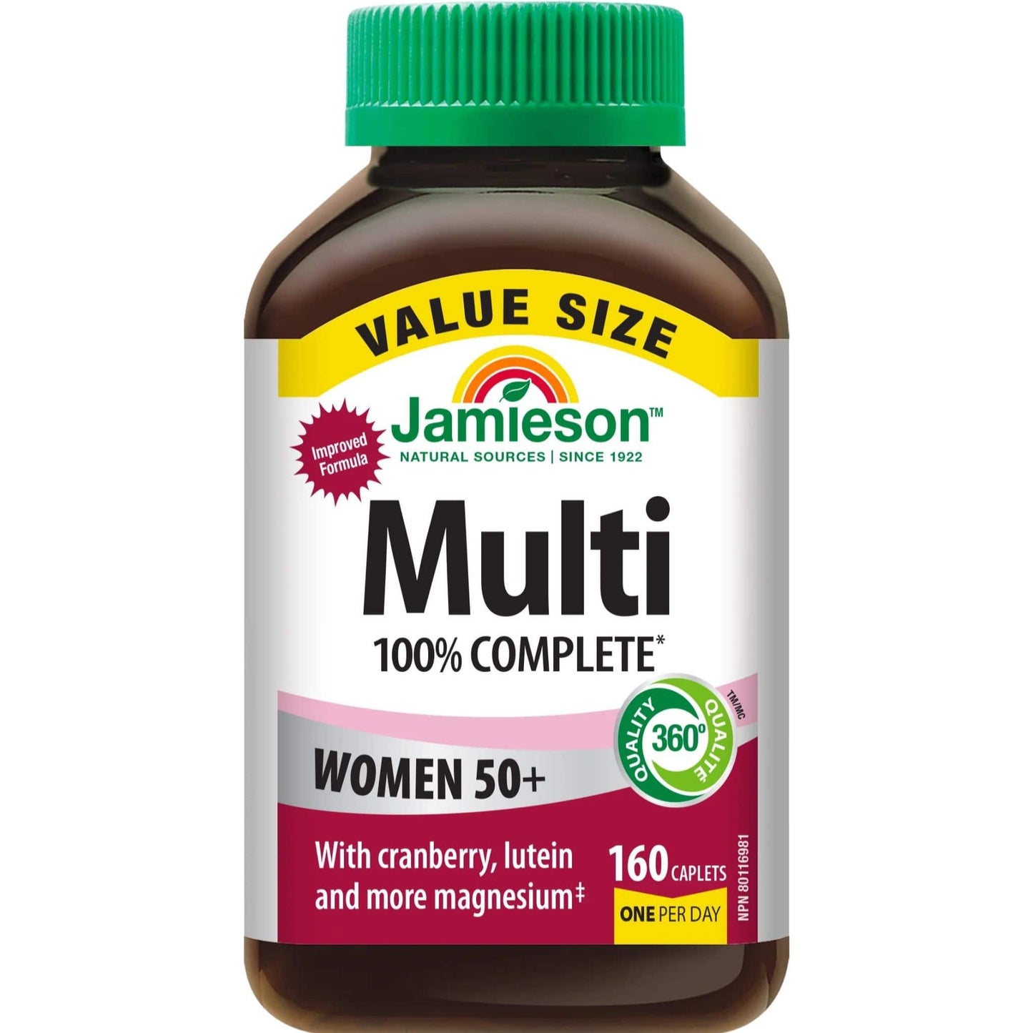 160 Caplets (New Formula) | Jamieson Multi 100% Complete Multivitamin for Women 50+