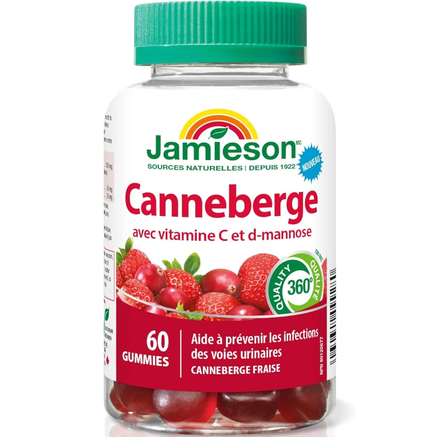 Cranberry Strawberry, 60 Gummies | Jamieson Cranberry with Vitamin C nd D-Mannose // french