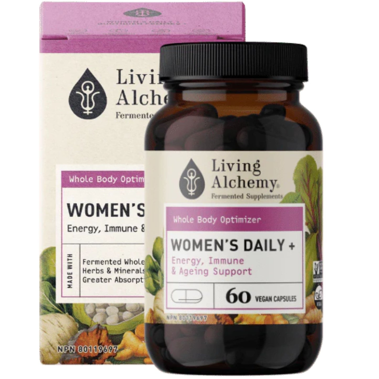 Living Alchemy Womens Daily Plus Multivitamin with Energy, Immune and Aging Support, 60 Vegetable Capsules