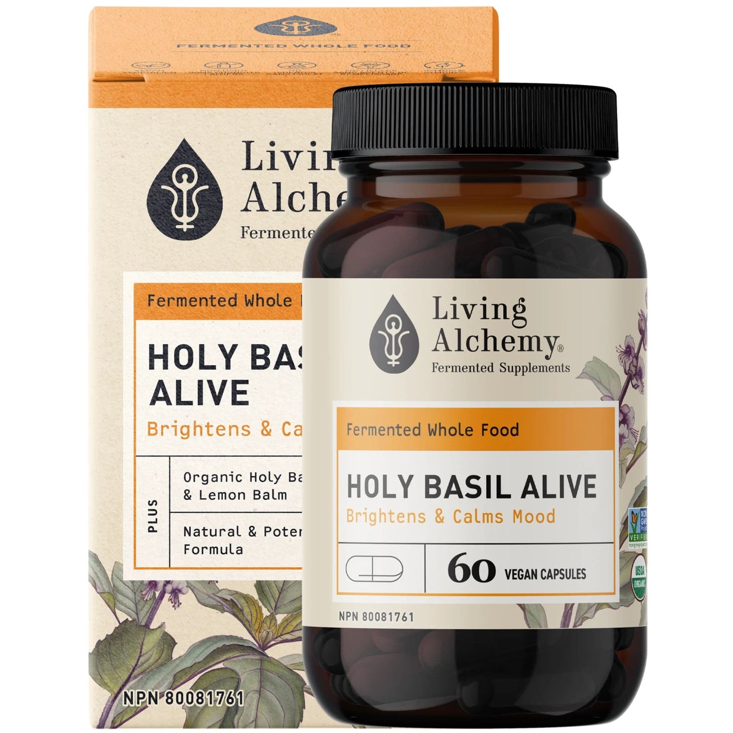 Living Alchemy Holy Basil Alive 133.3mg, Whole Food Holy Basil, 60 Capsules