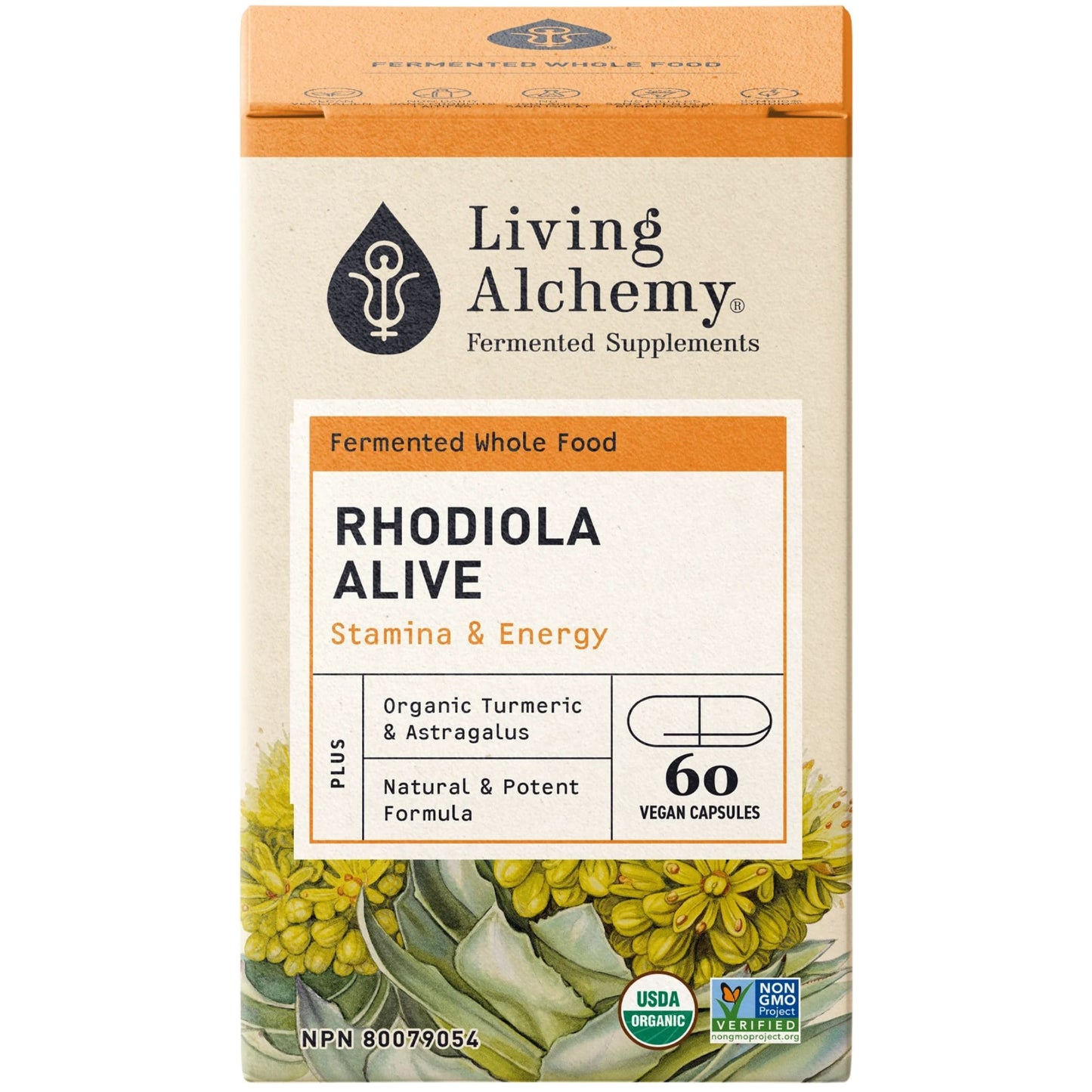 Living Alchemy Rhodiola Alive 100mg, Fermented Organic Rhodiola, 60 Capsules